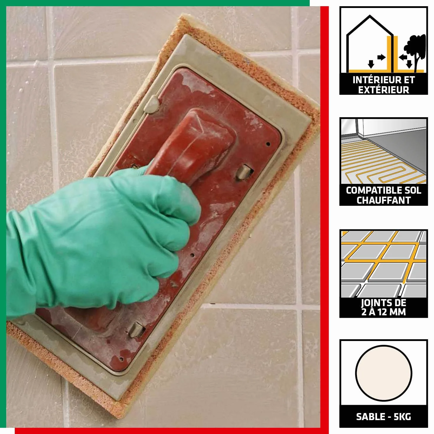 PAREXLANKO - Joint Souple tous Supports - Sable - Joints de Carrelage de 2 à 12 mm Soumis à de Fortes Sollicitations - Neuf et Rénovation - Sol et Mur - Intérieur et Extérieur - 5 kg