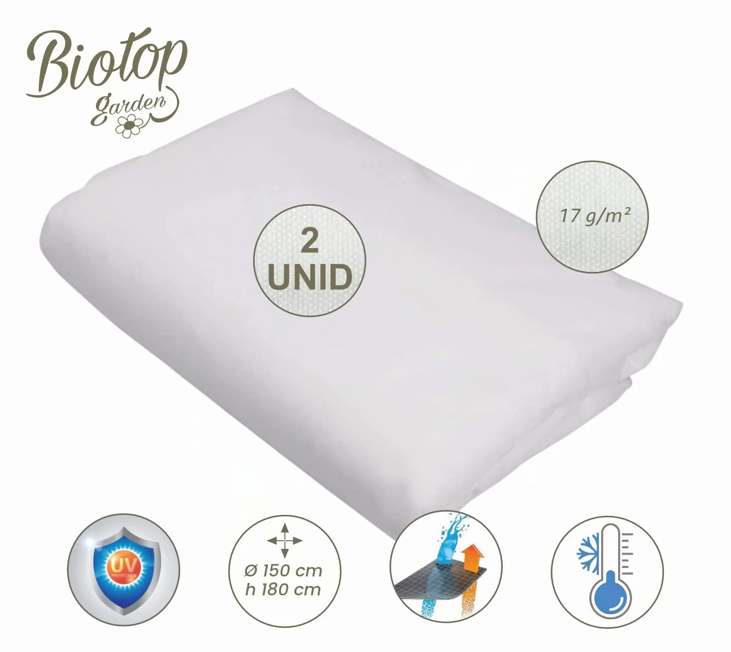 Biotop Lot de 2 Housses de Protection Anti-Gelées pour Arbres 1,5 m Diamètre 1,8 m Hauteur Tissu 17 g/m2