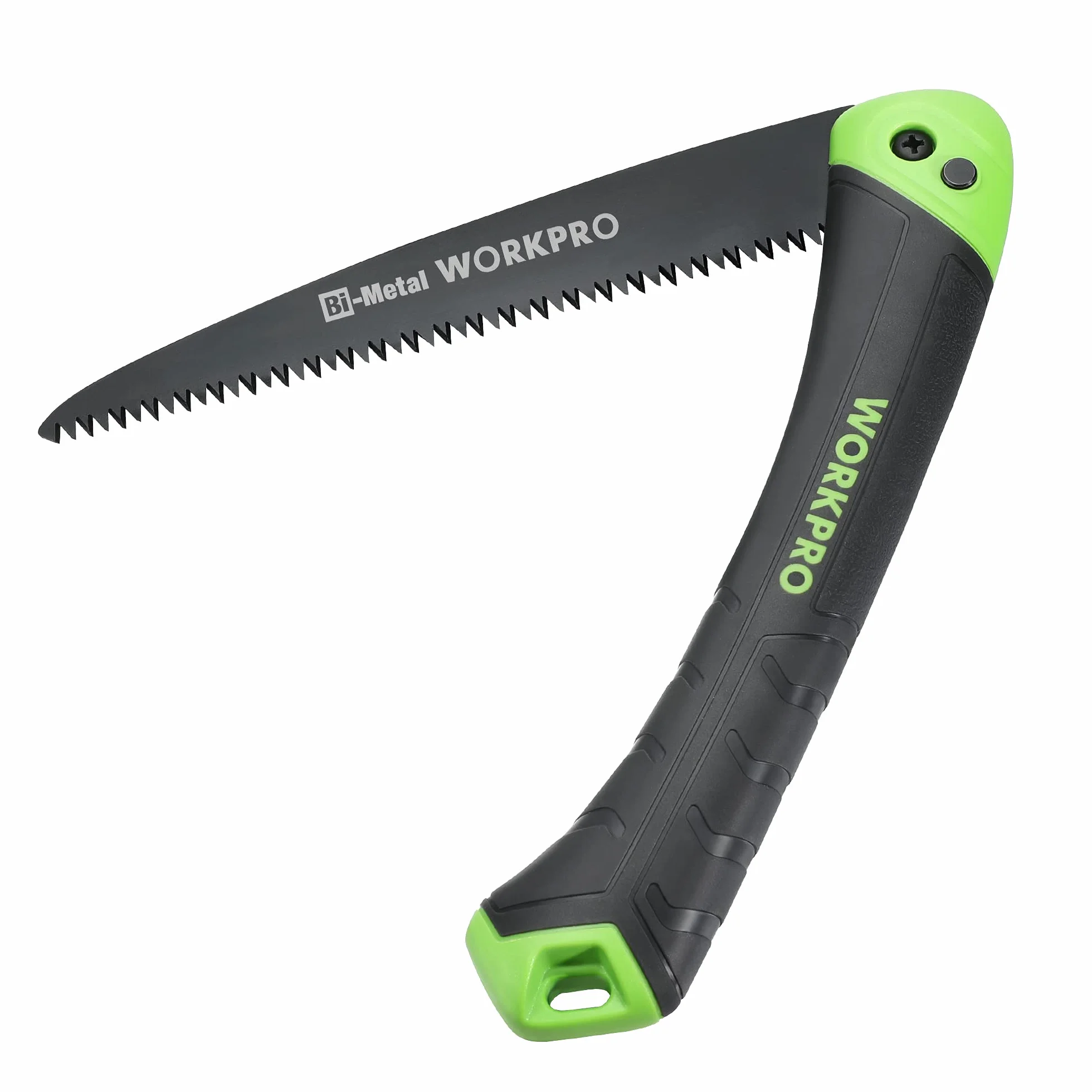 WORKPRO Scie Elaguer à Main Bimétal, Scie Pliante avec Dent à Triple de Coupe et Verrouillage de Sécurité pour Elagage, Emondage, Jardinage, Camping