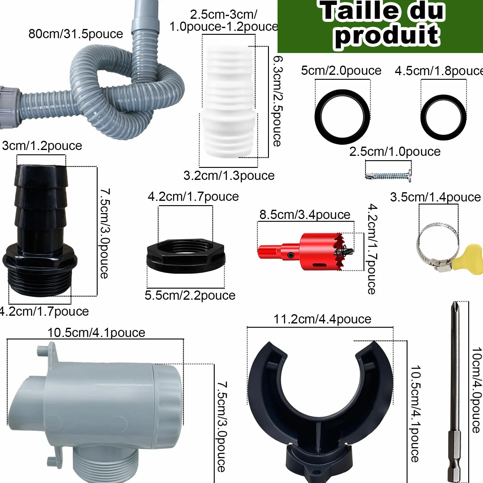 Récupérateur d'Eau de Pluie pour Tuyau de Descente Ø 70-110mm, Collecteur Eau de Pluie Toitures 80 m²