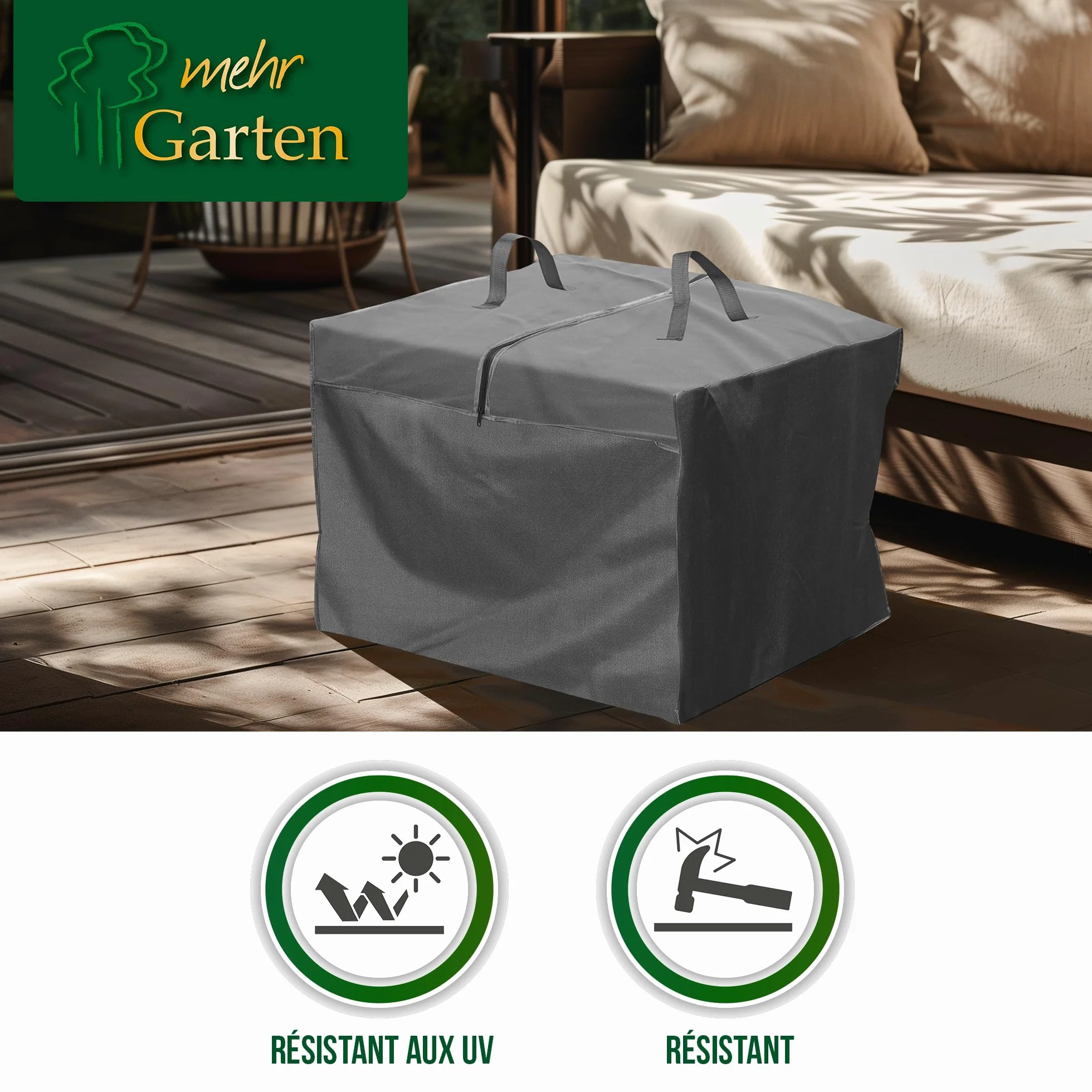 Sac de Rangement pour Coussins de Salon de Jardin 80 x 80 x 60 cm Polyester tissé Oxford 600D Gris