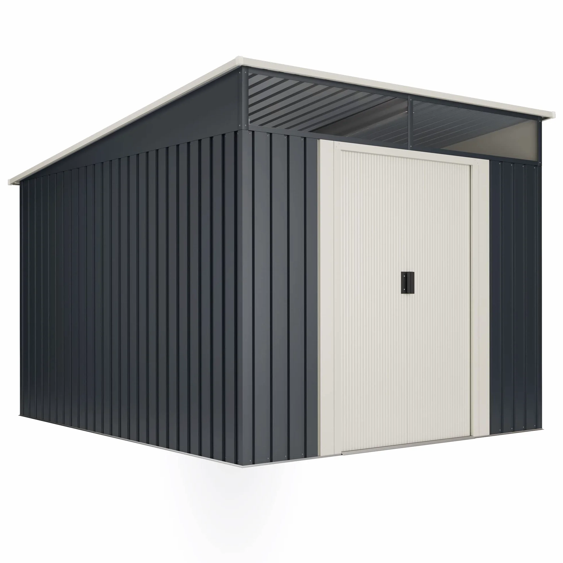Wasabi Abri de Jardin Métal 6,6m2 Stark avec fenêtre Porte coulissante Double Toit Plat 279x238x203cm