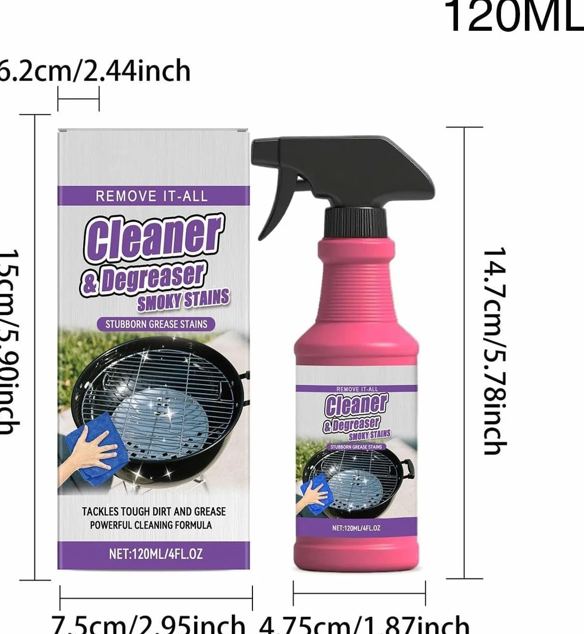 Dégraissant Barbecue Spray 120ML BBQ Nettoyant 2 pièces