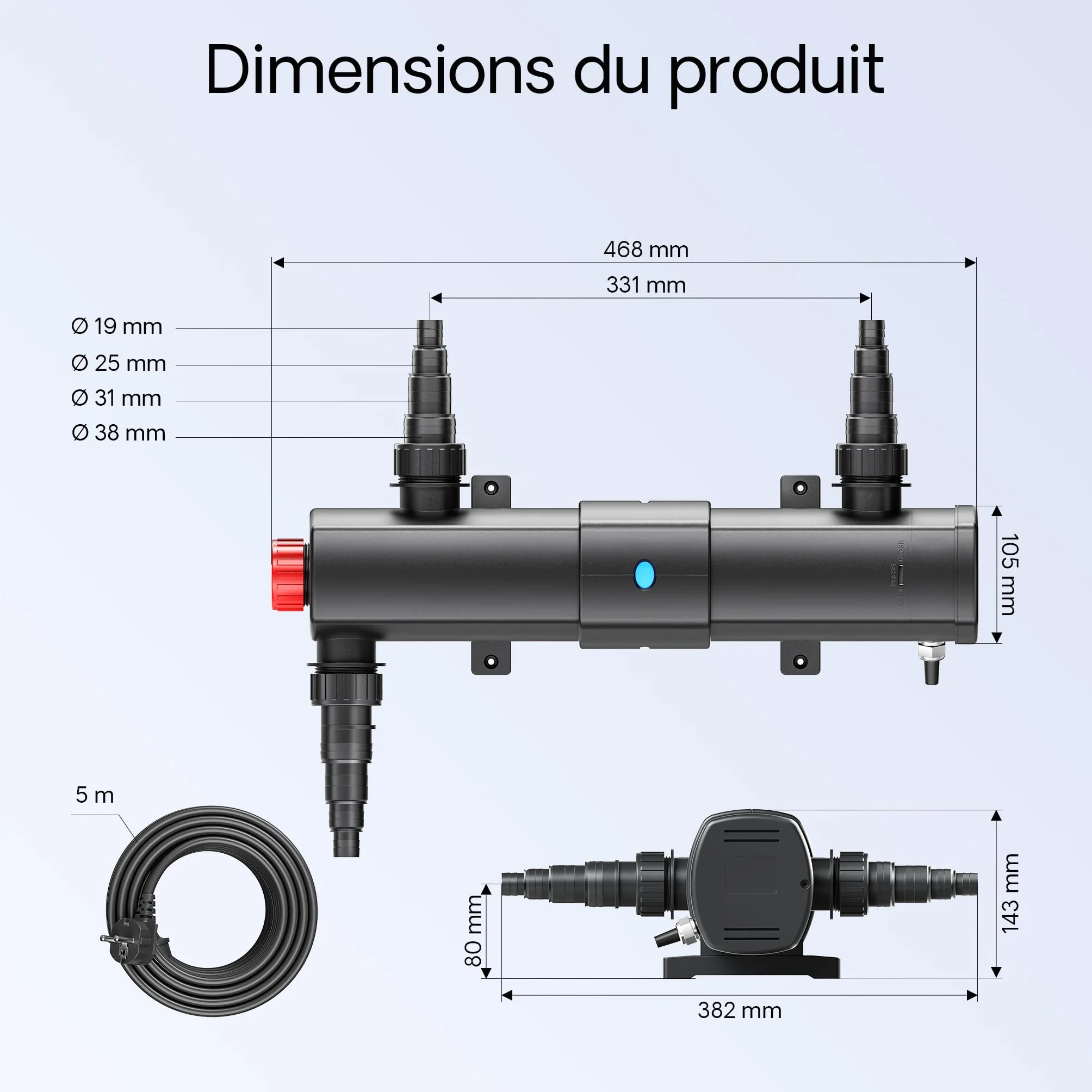 SunSun CBF-550 Filtre de bassin 60000 L Biologique NEO10000 SuperECO pompe 10000l/h 80W CUV-218 lampe UVC 18W