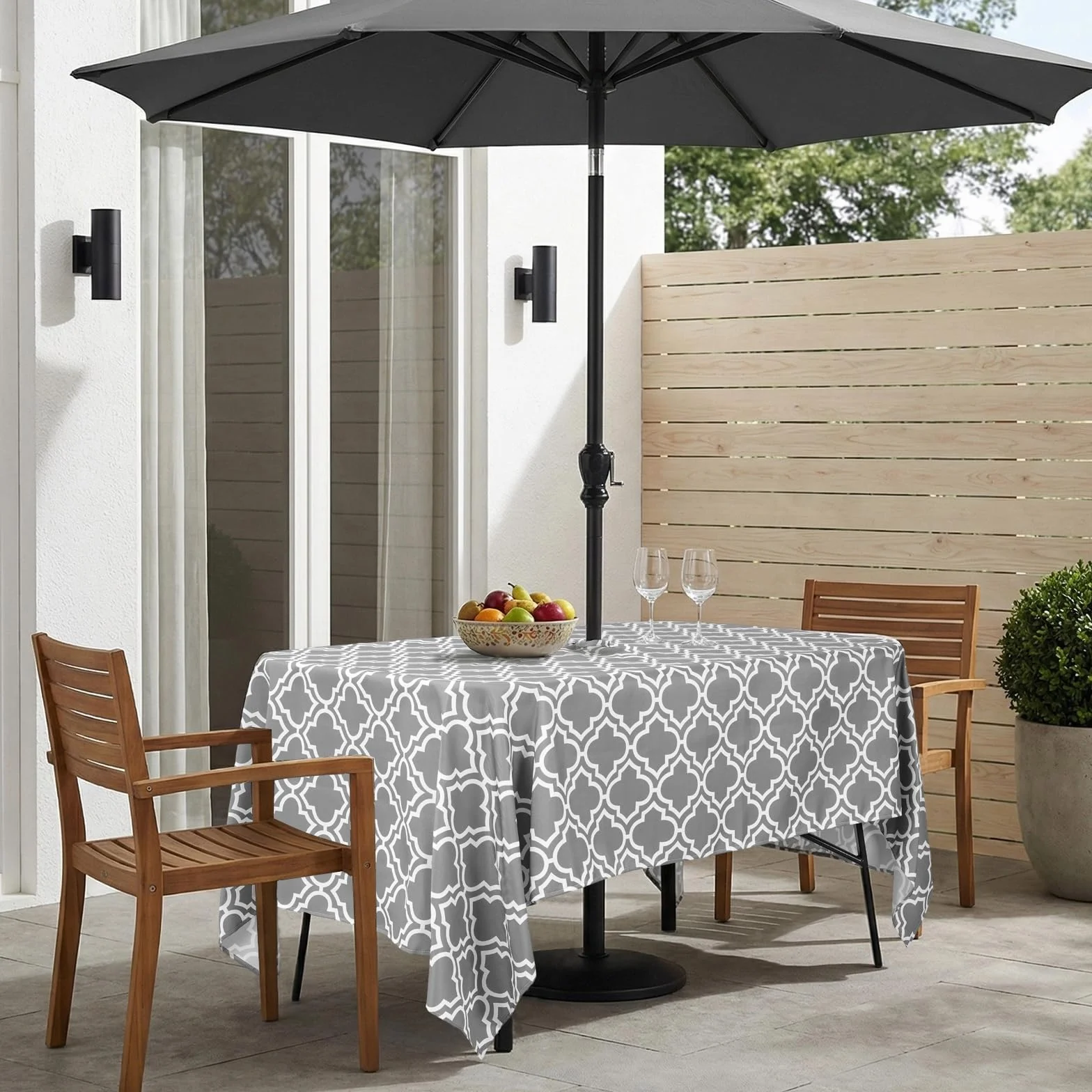 Eternal Beauty Nappe rectangulaire anti-éclaboussures avec trou de parasol 132 x 178 cm gris