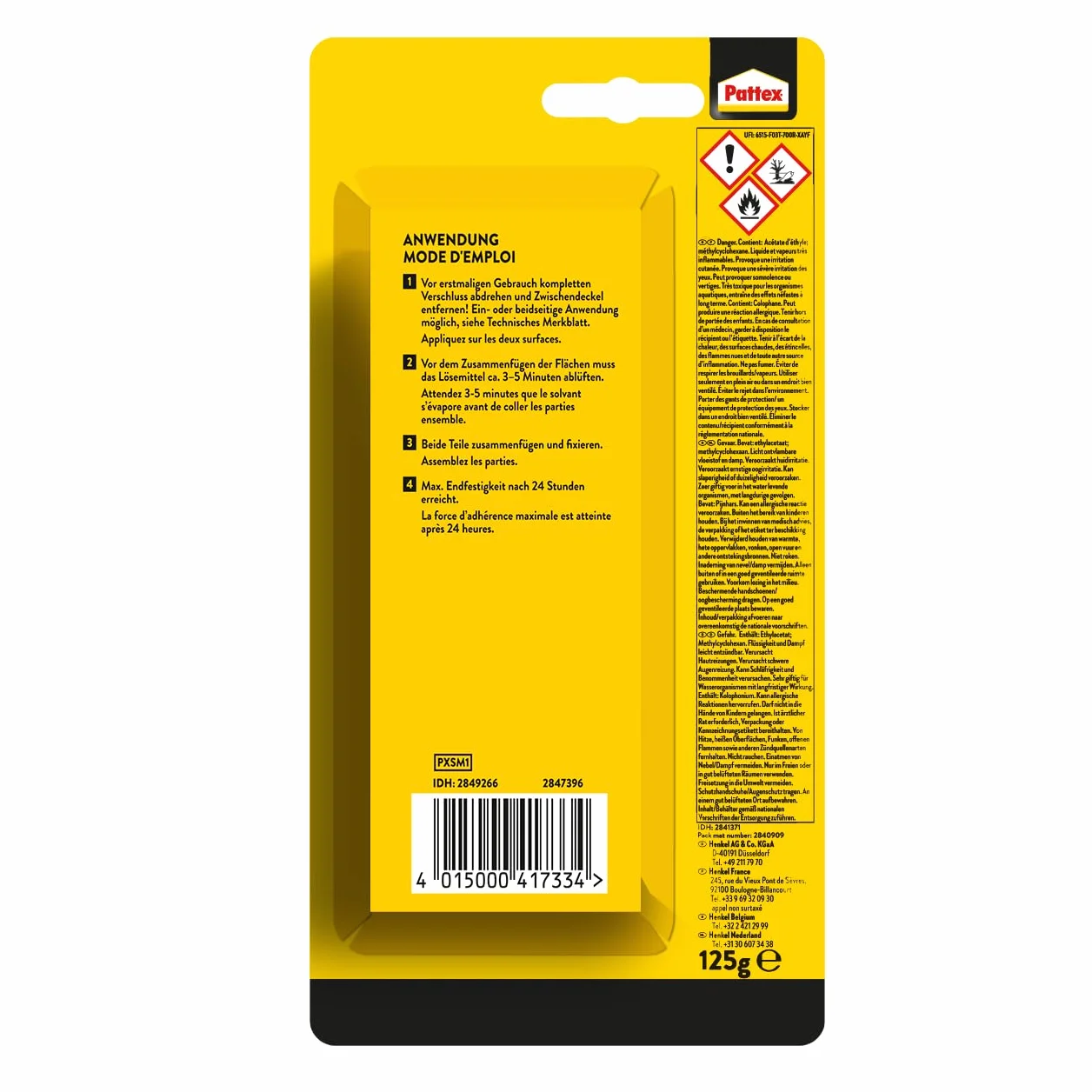 Pattex Colle contact type néoprène- Formule Gel tous matériaux- tube 125 gr