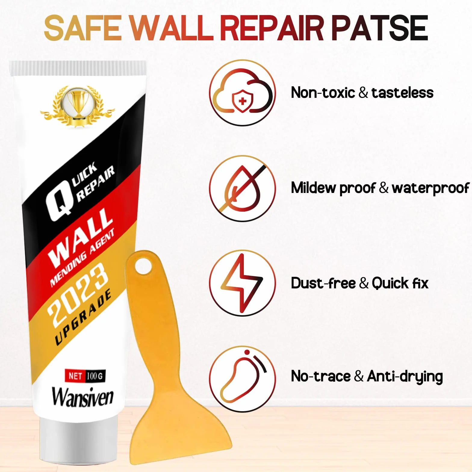 Crème de Réparation Murale, Enduit de Rebouchage Imperméable et à Séchage Rapide, Enduit de Rebouchage Pâte de Murs qui Répare Efficacement les Rayures, Trous, Fissures, Graffitis Sur les Murs (1)