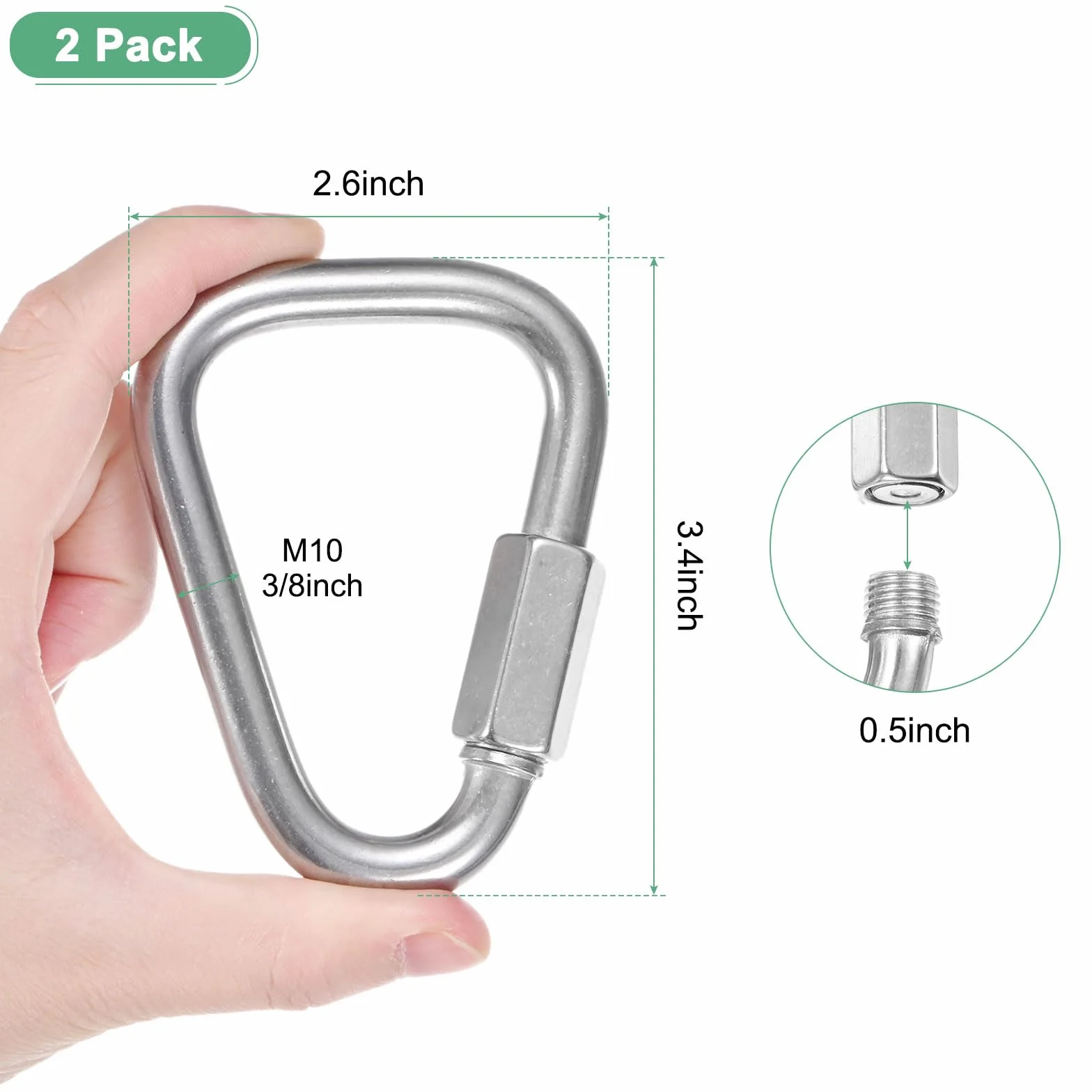 M METERXITY Connecteur de chaîne rapide en acier inoxydable, triangulaire, verrouillage de chaîne de réparation pour balançoire/camping/randonnée/sac à dos