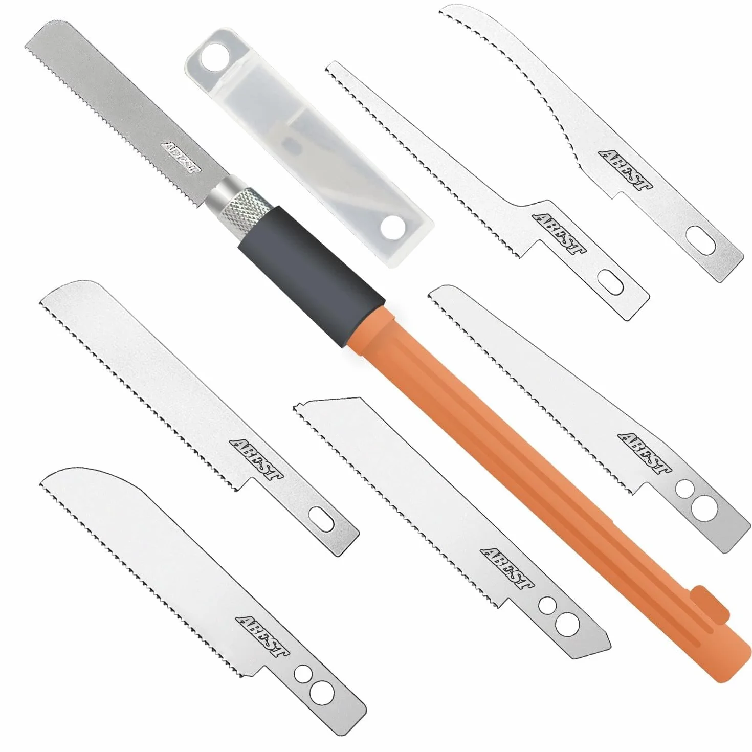 ABEST Mini scie à main pour le modélisme avec 8 lames pour le bricolage Couteau de modélisme Hobby Kit d'outils pour scie à métaux pour couper à la main les membres et les branches d'arbres.