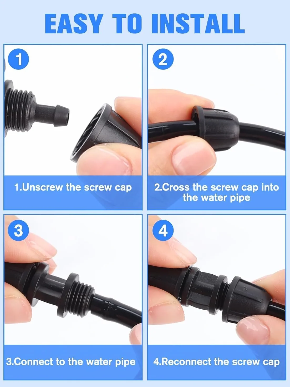 Lot de 30 raccords d'irrigation goutte-à-goutte 1/4 pouce droits à barbelures verrouillables pour tuyau 6 mm