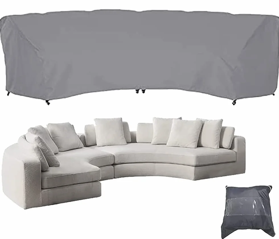 Housse de protection canapé sectionnel Oxford 420D imperméable extérieur jardin demi-lune