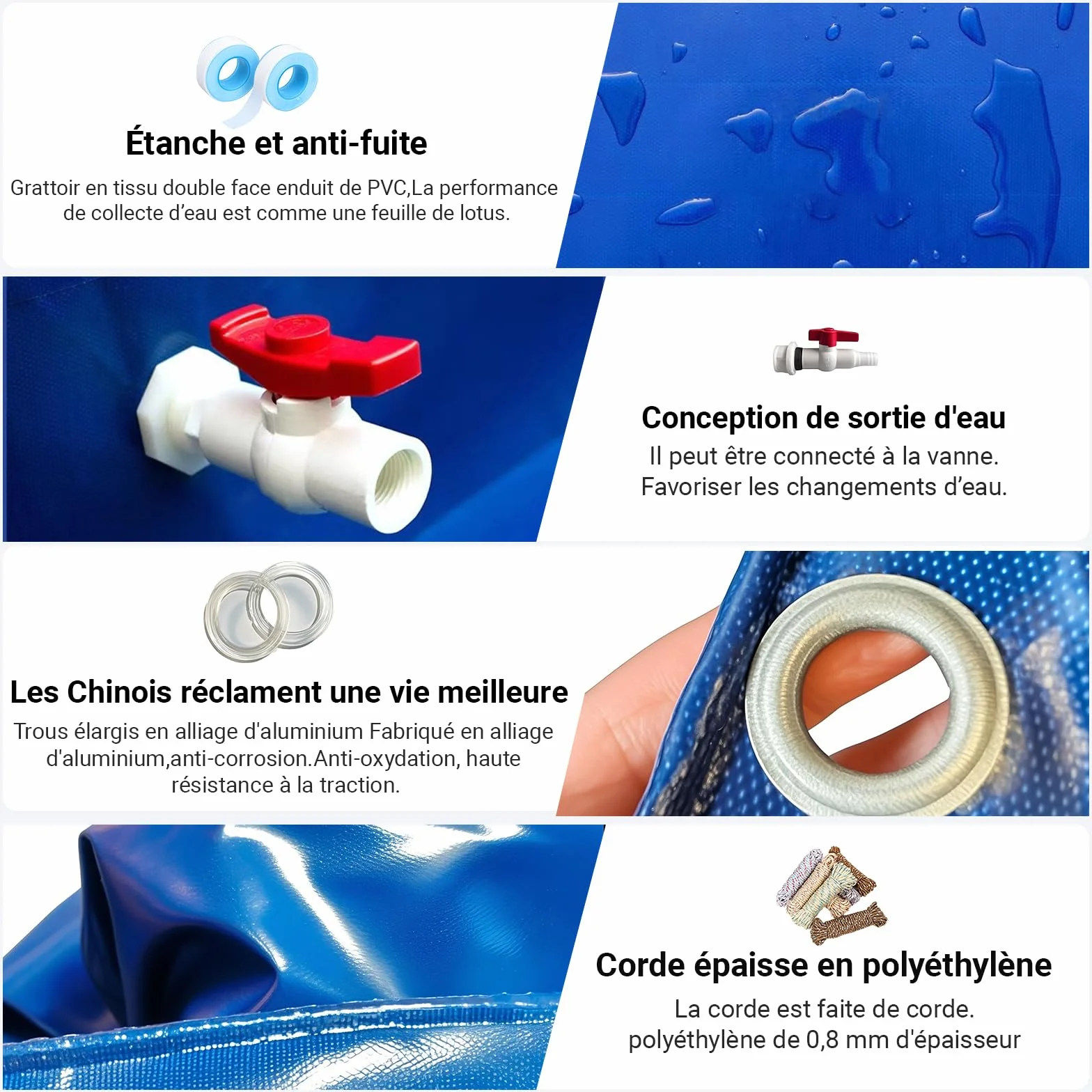 Étang Pisciculture Renforcé 1.2x1x0.5m Noir Bassin Extérieur