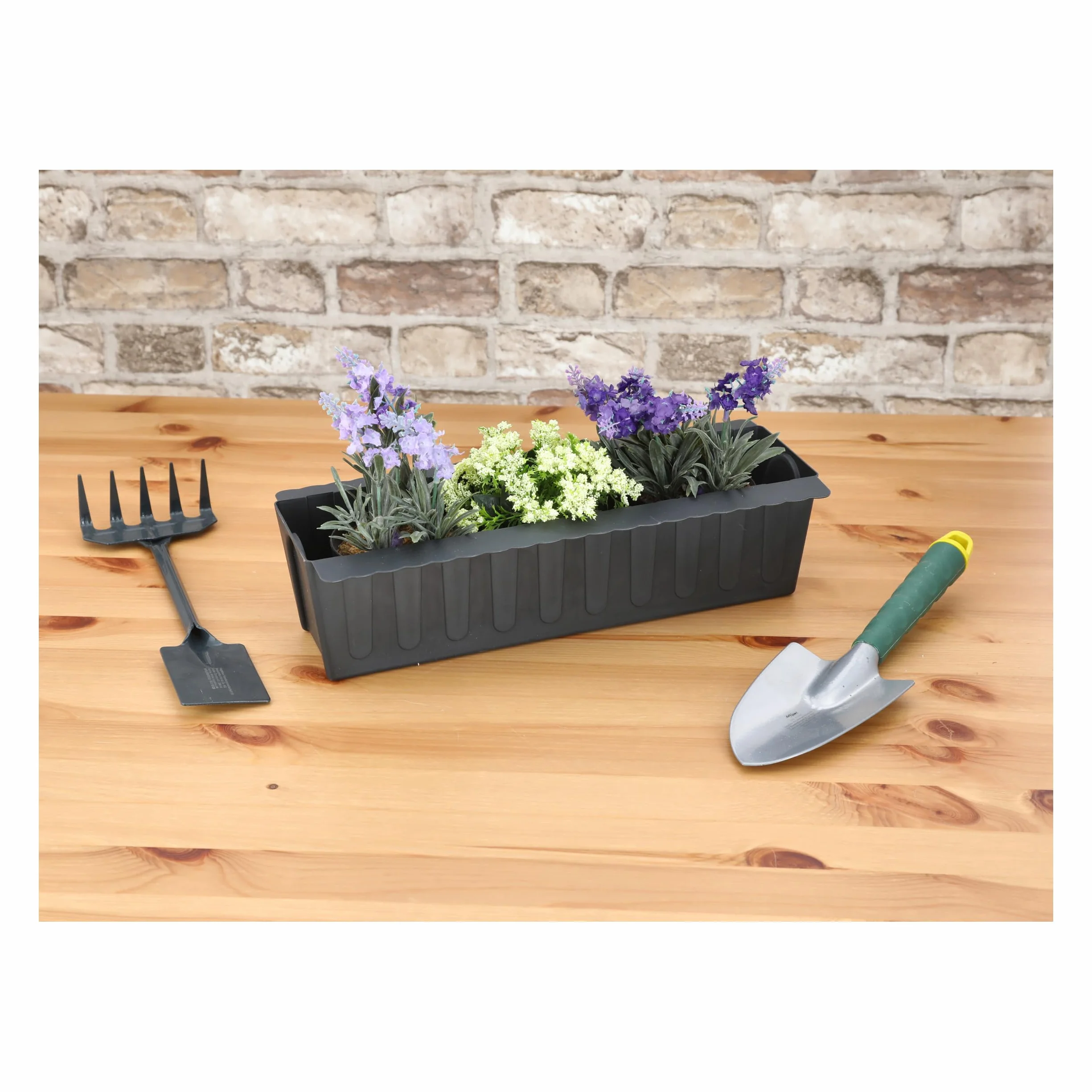 Lot de 12 jardinières ondulées en plastique 37 x 9,5 x 13,5 cm pour plantations palettes européennes
