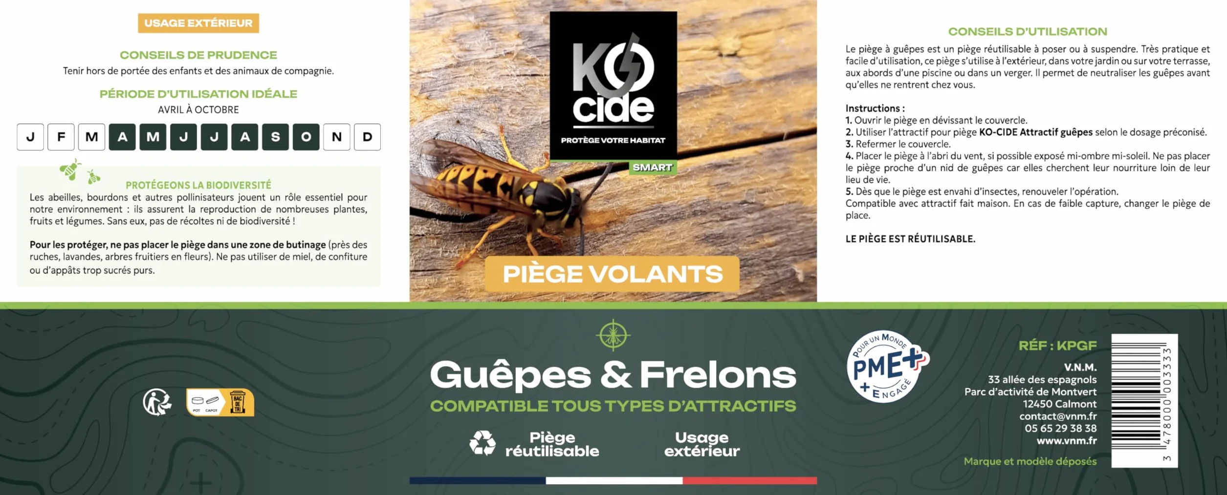 Piège Guêpes et Frelons Réutilisable Extérieur Jardin Fabrication Française