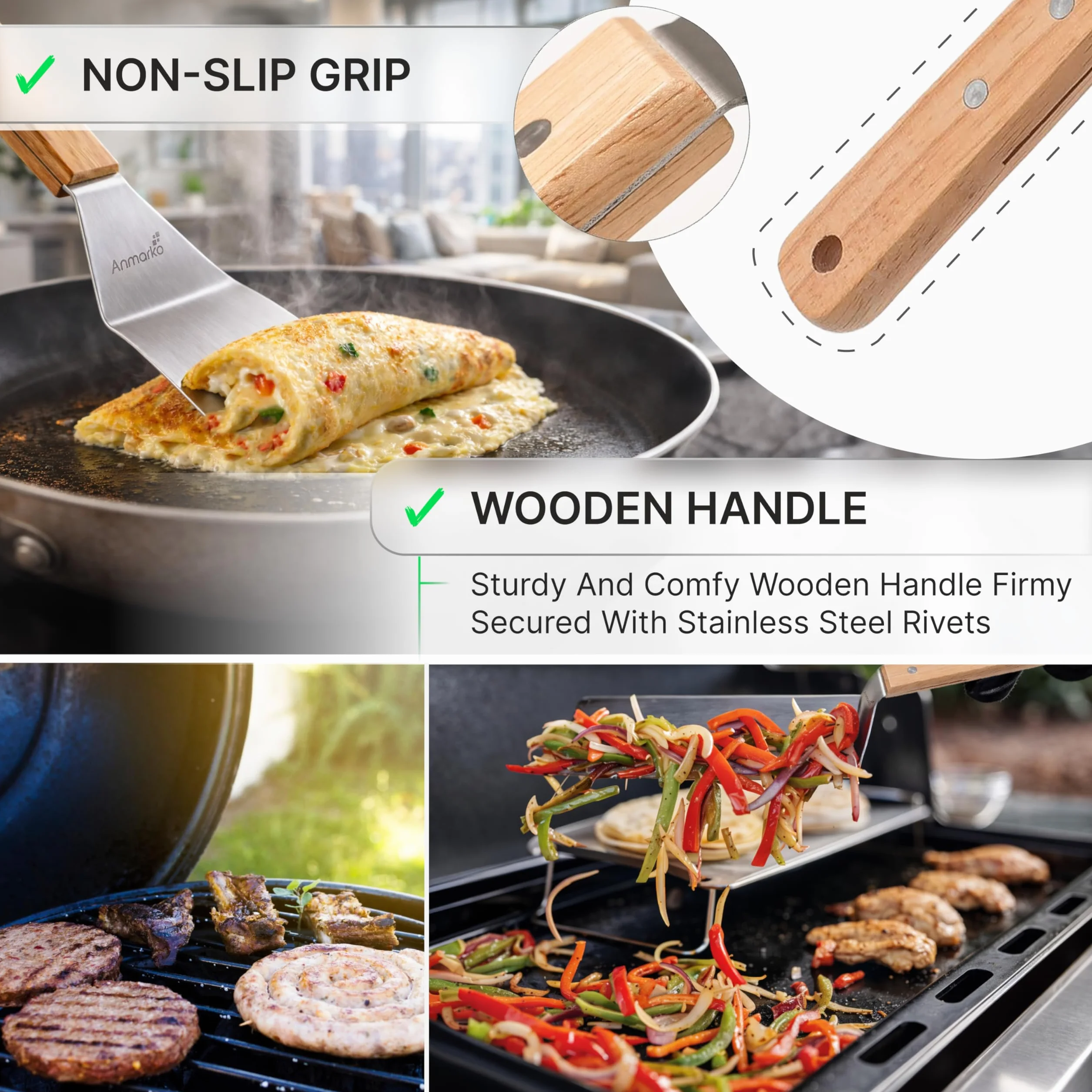 Spatule en métal acier inoxydable pour plaque de cuisson Teppanyaki, gril et barbecue