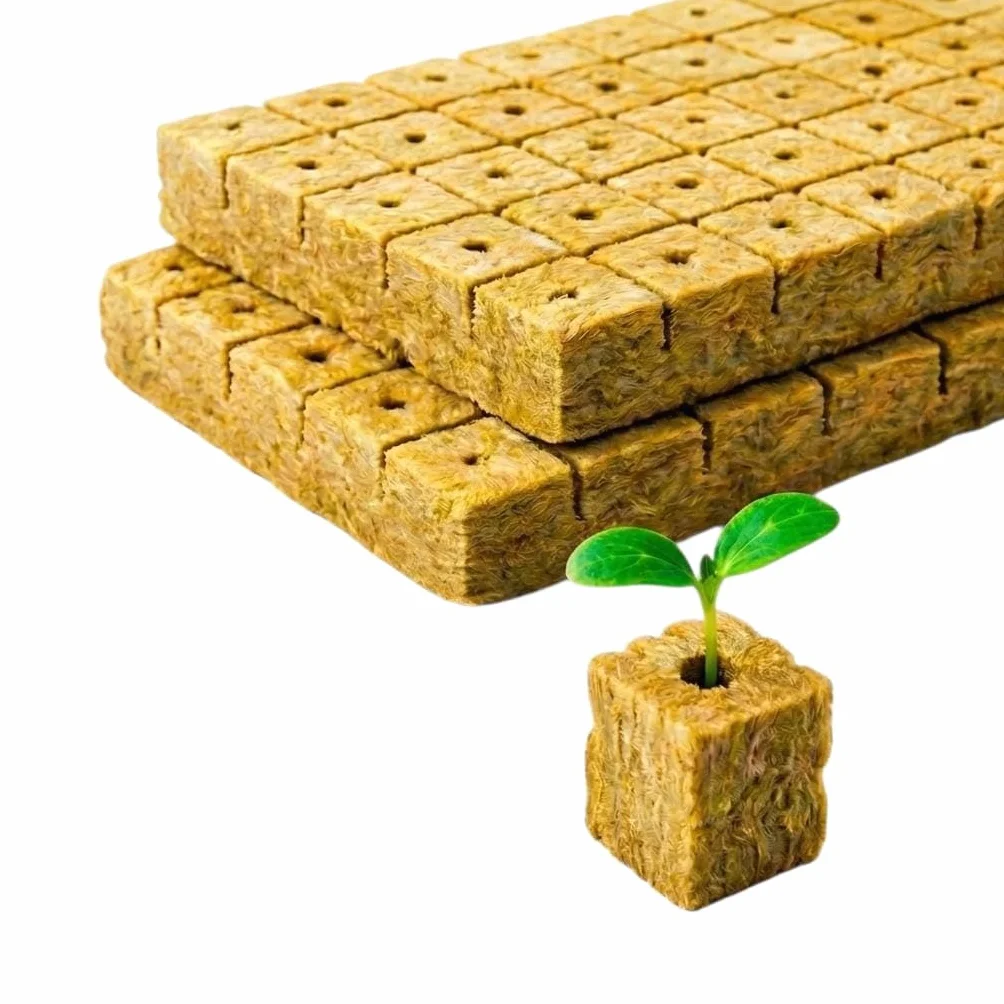 Cubes de Laine de Roche Hydroponique (2,5cm) Lot de 100 pour Germination et Bouturage, Substrat Aéré pour Semis