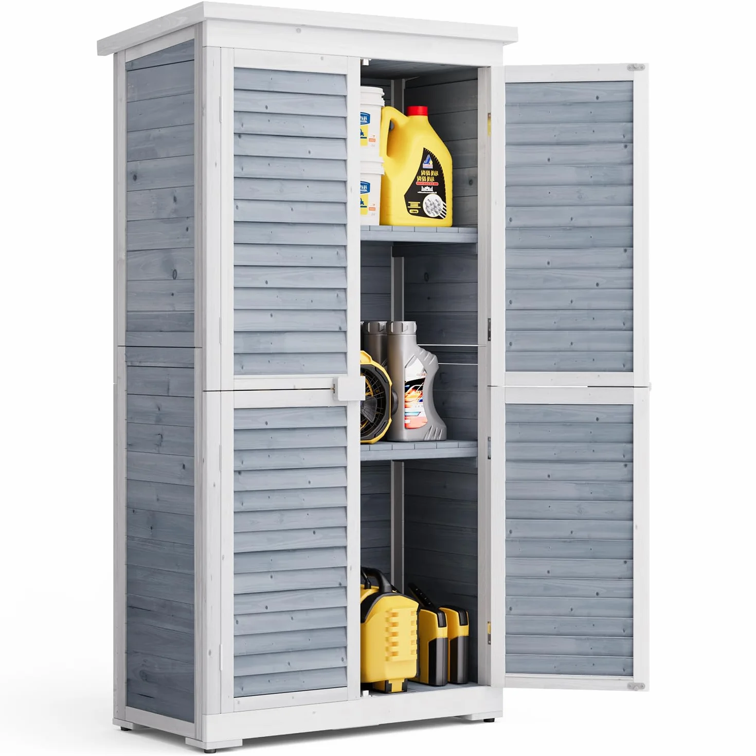 Armoire de Jardin en Bois 160 x 87 x 47 cm Gris Utilisation Extérieure