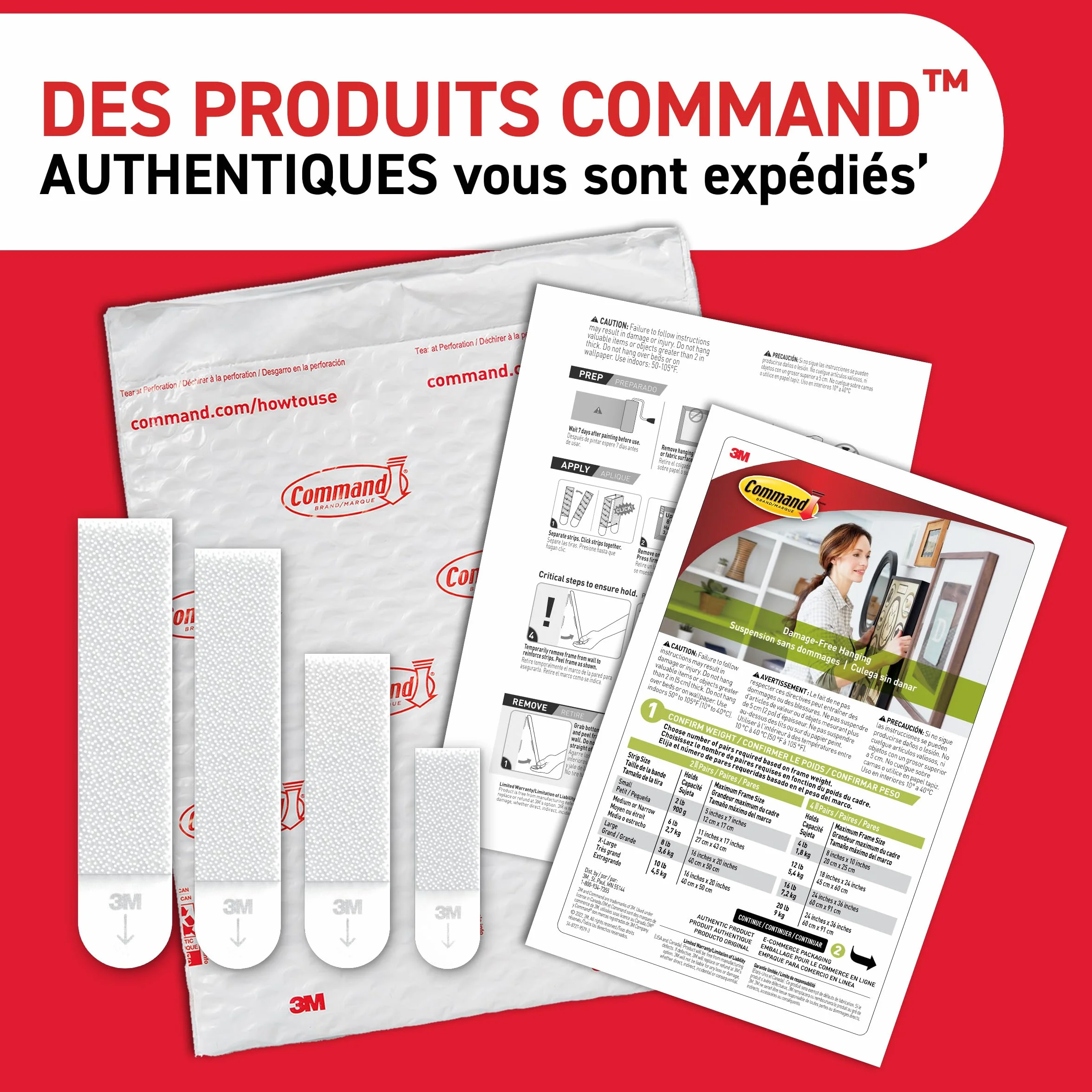 Command Languettes Accroches Tableaux Moyen Modèle - 8 Paires (16 Languettes) Blanc - Supporte jusqu'à 5 kg - Sans Outils - Fixation sans Dommages