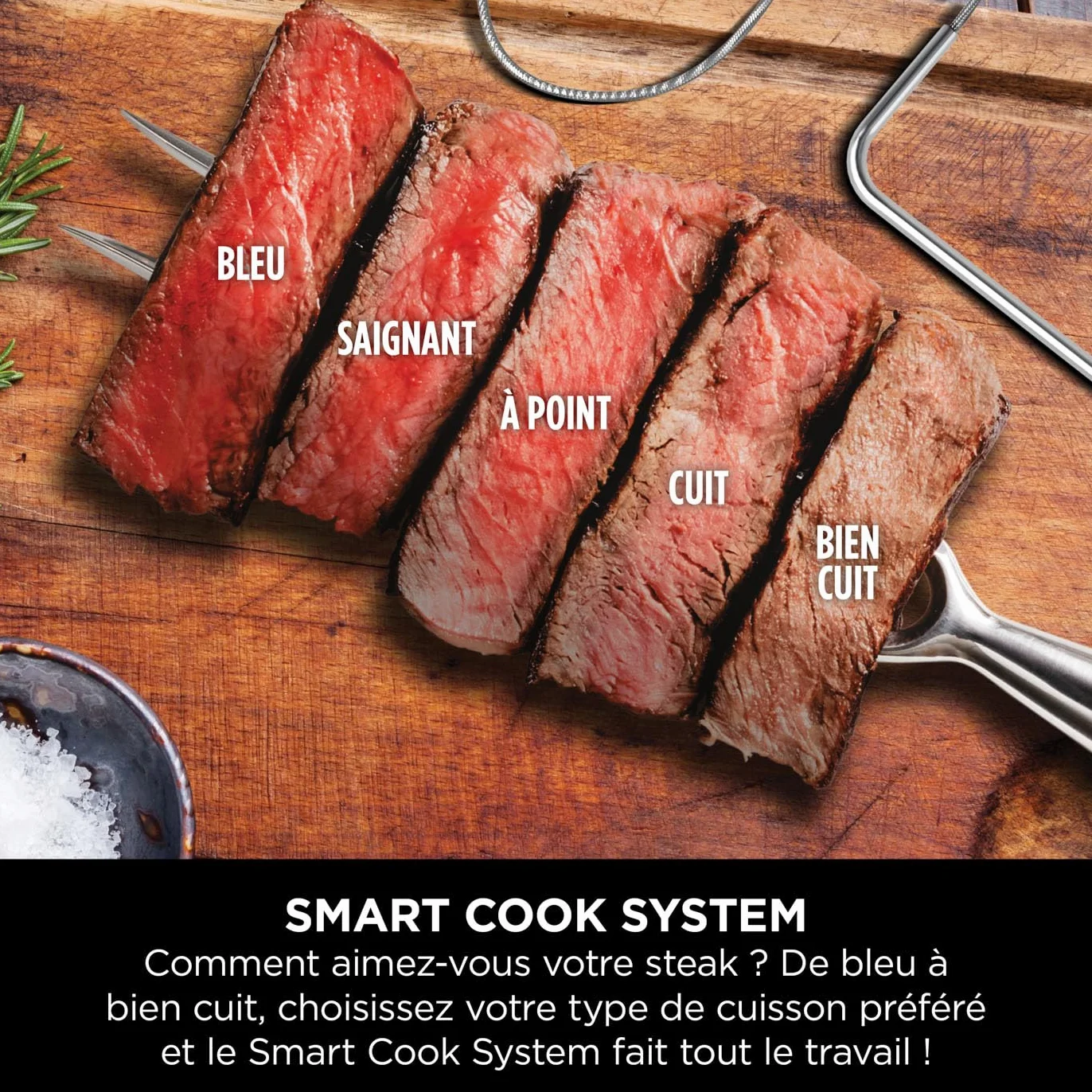 Ninja Woodfire Barbecue électrique et fumoir Pro XL 4-en-1 avec thermomètre, Air fryer d'extérieur, Smart Cook, granulés Woodfire, portatif, gris/noir OG850EU