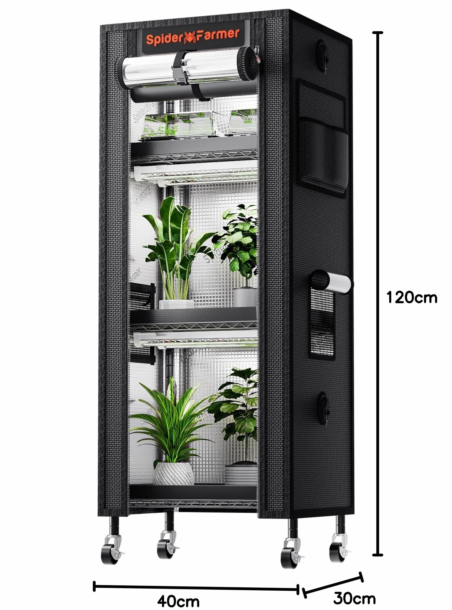 SPIDER FARMER Plant Holder Grow Light Kit 4 Couches 6 Lampes LED Spectre Complet 30cm Growtent 40x30x120cm