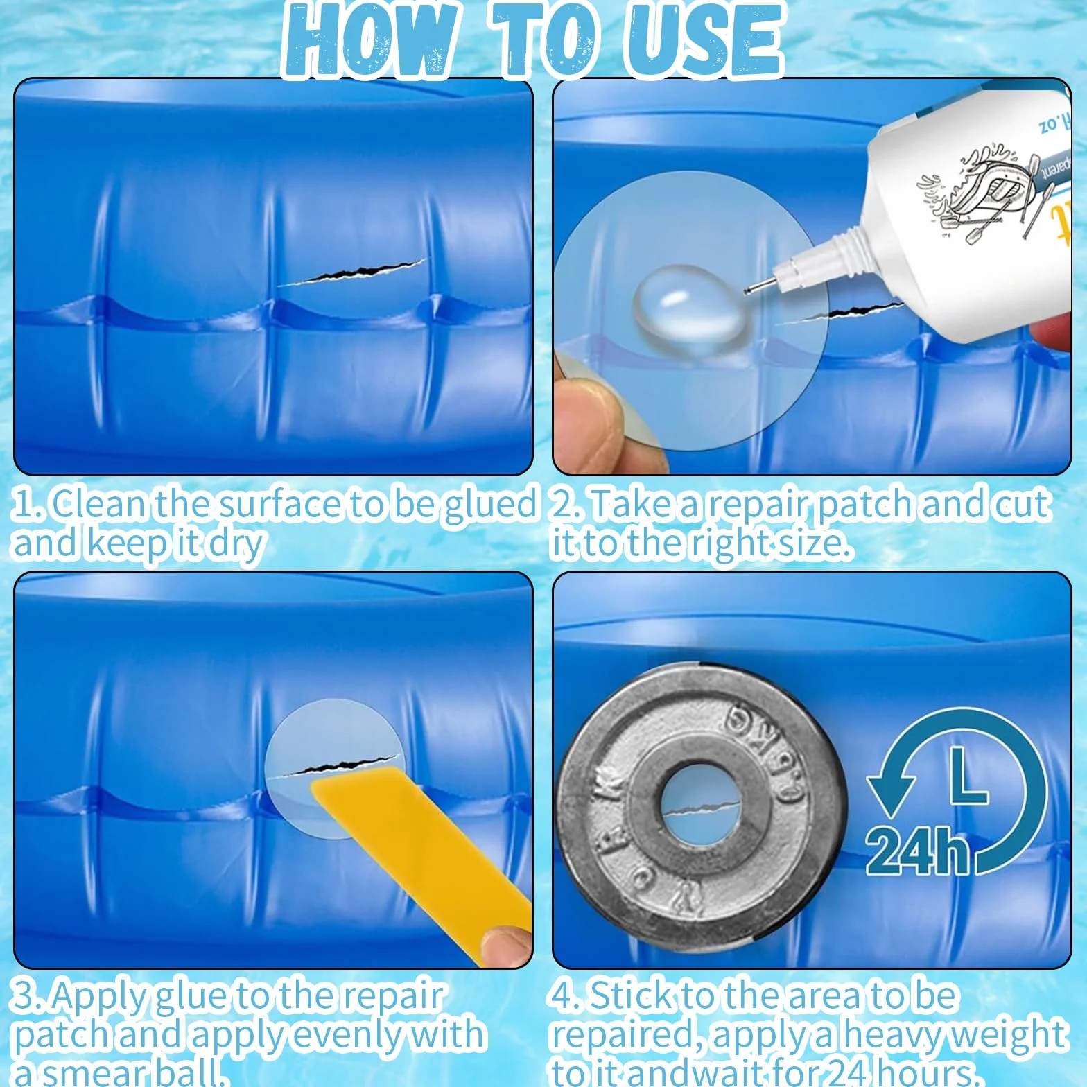 KOIROI Kit de Réparation de Piscine, Rustine Piscines, Réparation Spa Gonflable, Imperméable et Transparent