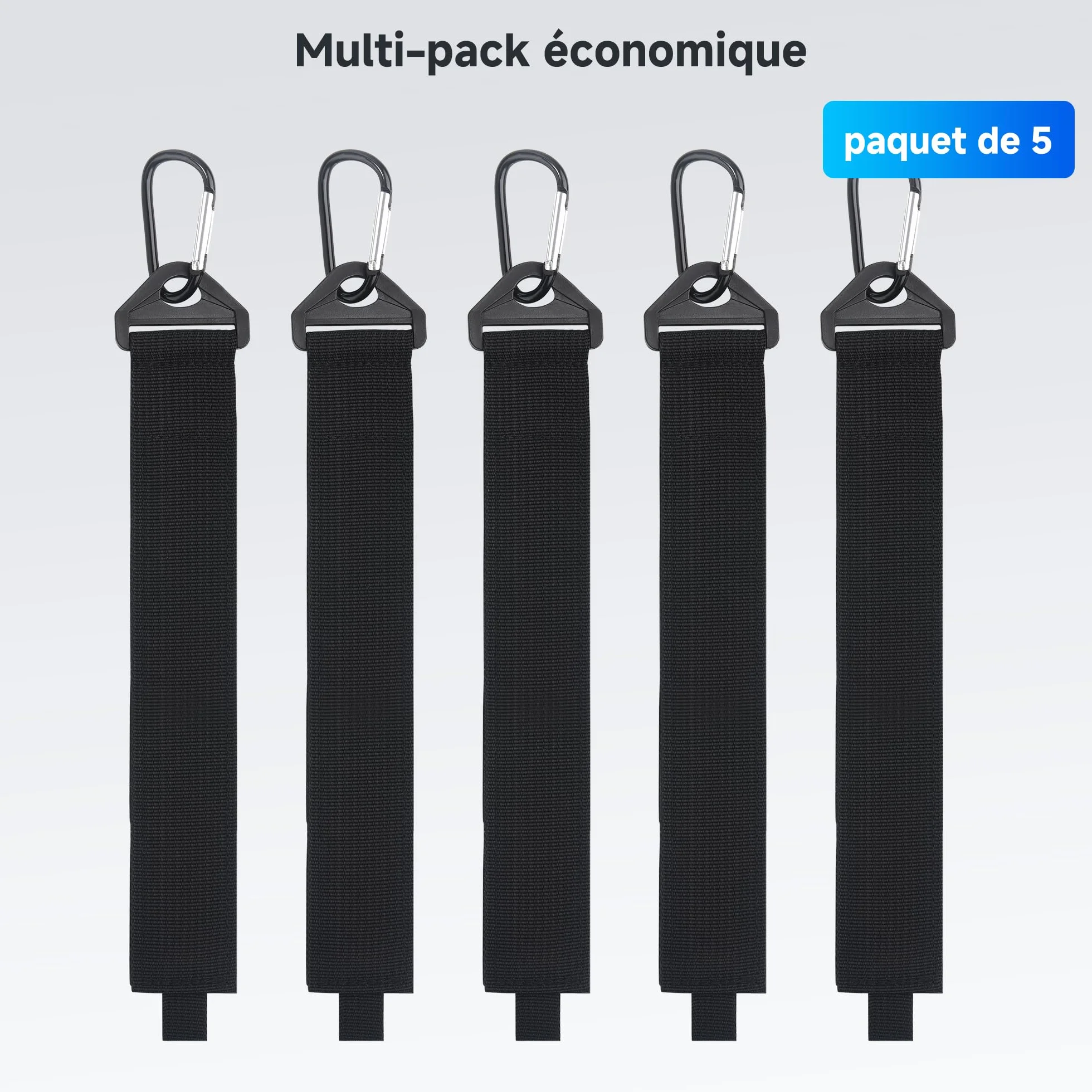 Cable Matters Paquet de 5 Sangles d'organisation de cordons d'extension robustes avec boucle en métal, capacité de charge de 36 kg, support de cordon d'extension avec sangles à crochets de 40 x 3,8 cm