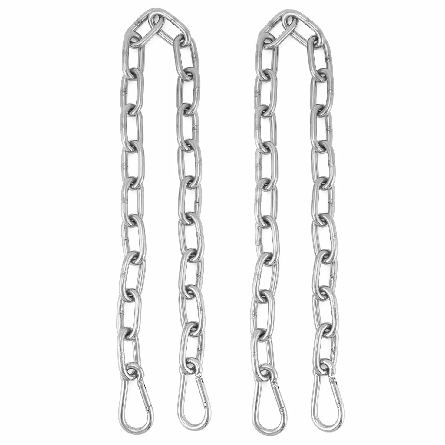 QWORK 2 pièces chaîne d'extension Ø6mm 65cm Mousqueton M6 Acier Inoxydable 304