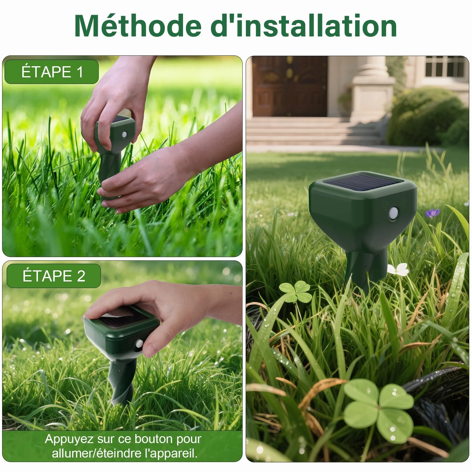 Lot de 2 Répulsif Taupe Vibration et Ultrasons Anti Taupe Solaire pour Jardin
