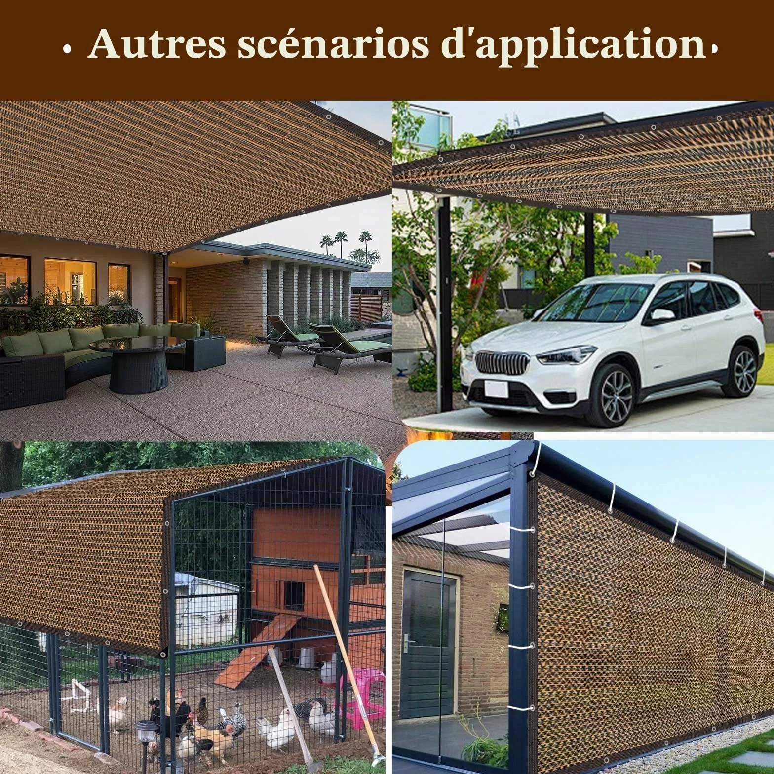 Toile d'ombrage Filet Protection Solaire 80% UV Tissu Coupe-Vent pour Serre Jardin Pergola