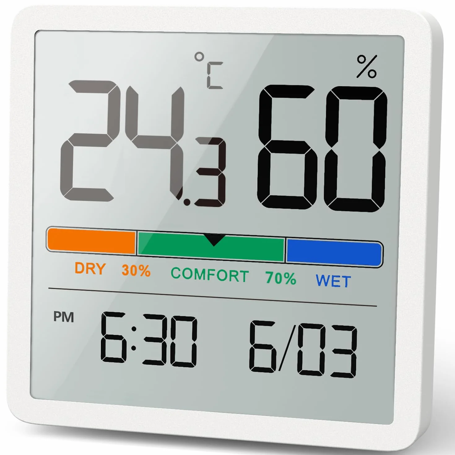 NOKLEAD Hygromètre Thermomètre d'intérieur numérique avec moniteur température humidité précise Blanc 7cm