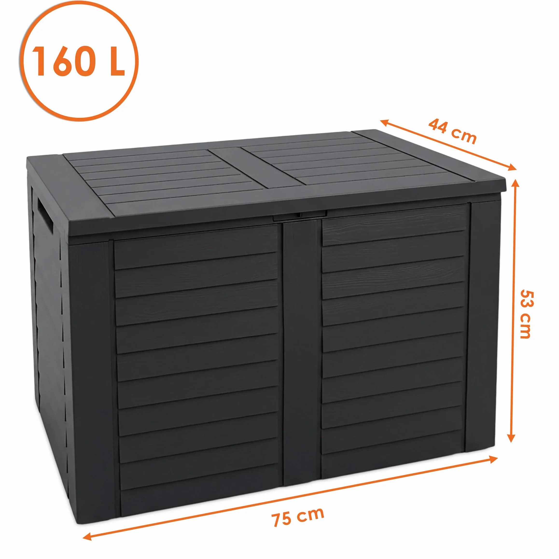 Spetebo Boîte de rangement en plastique anthracite aspect bois 75 x 53 cm 160 l