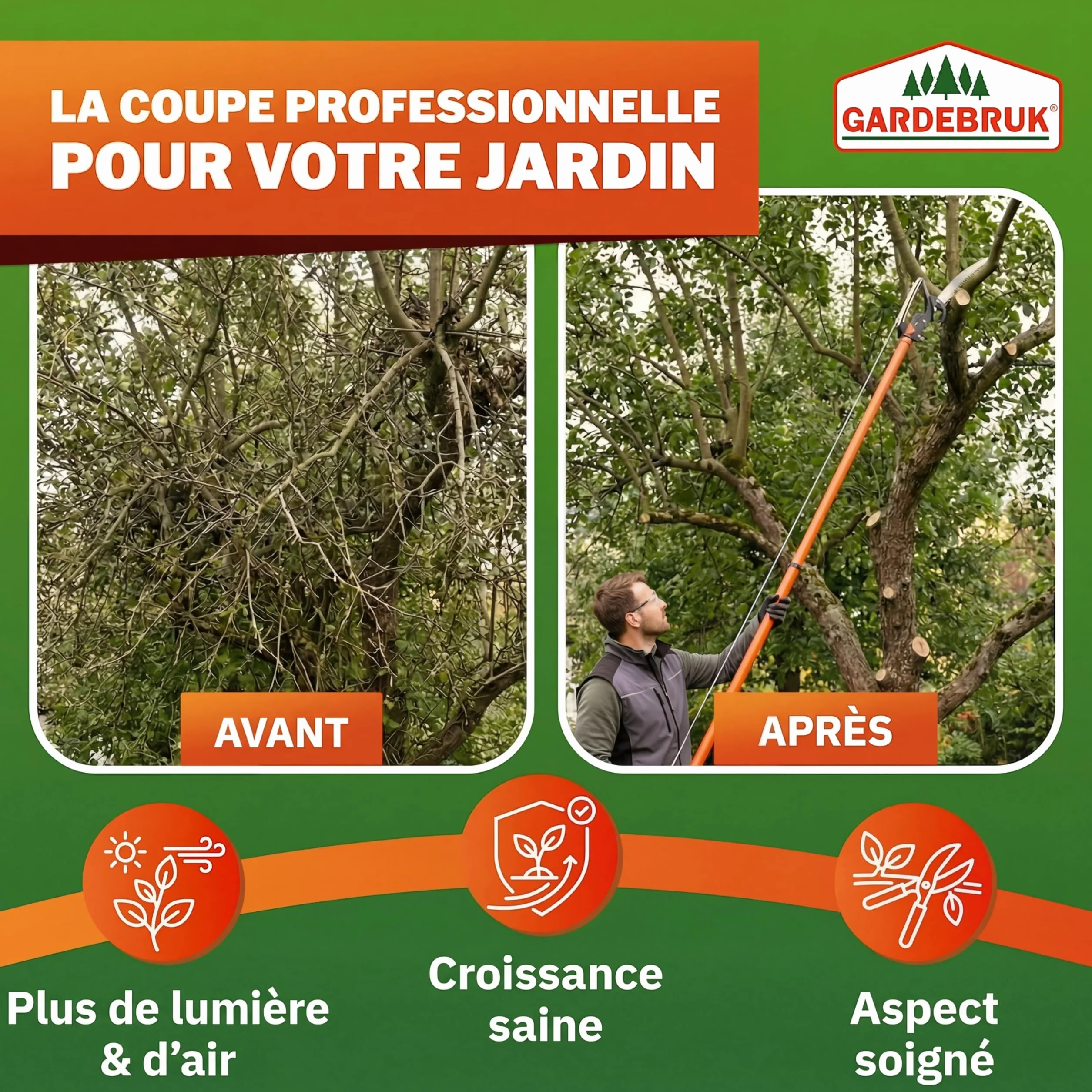 Deuba® Scie télescopique 2en1 Hauteur de Travail Max. 4m Corde tirage sécateur Coupe-Branches Arbre scie à élaguer Jardinage Outil