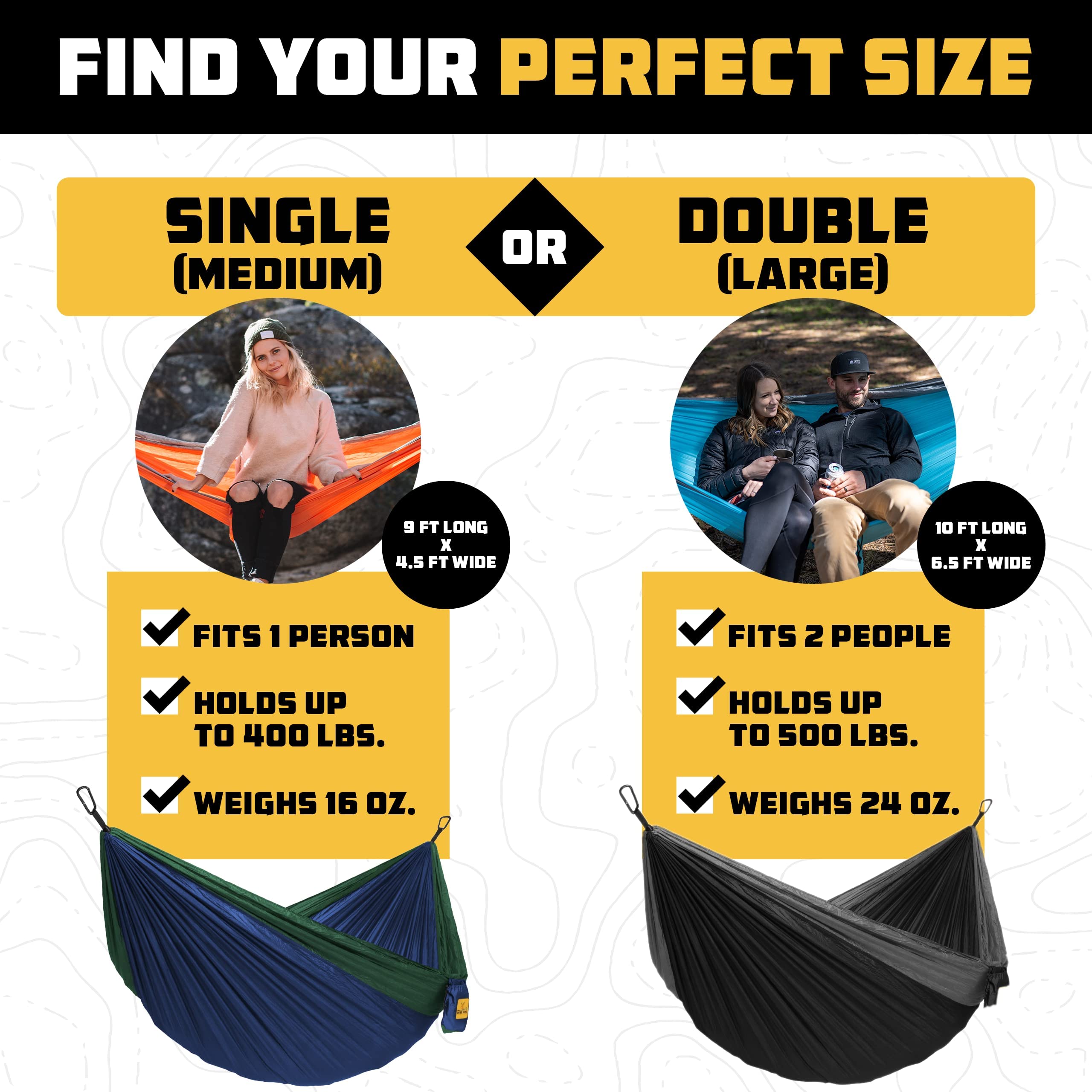 Durable Outdoor Hammock with Tree Straps (Single or Double)
