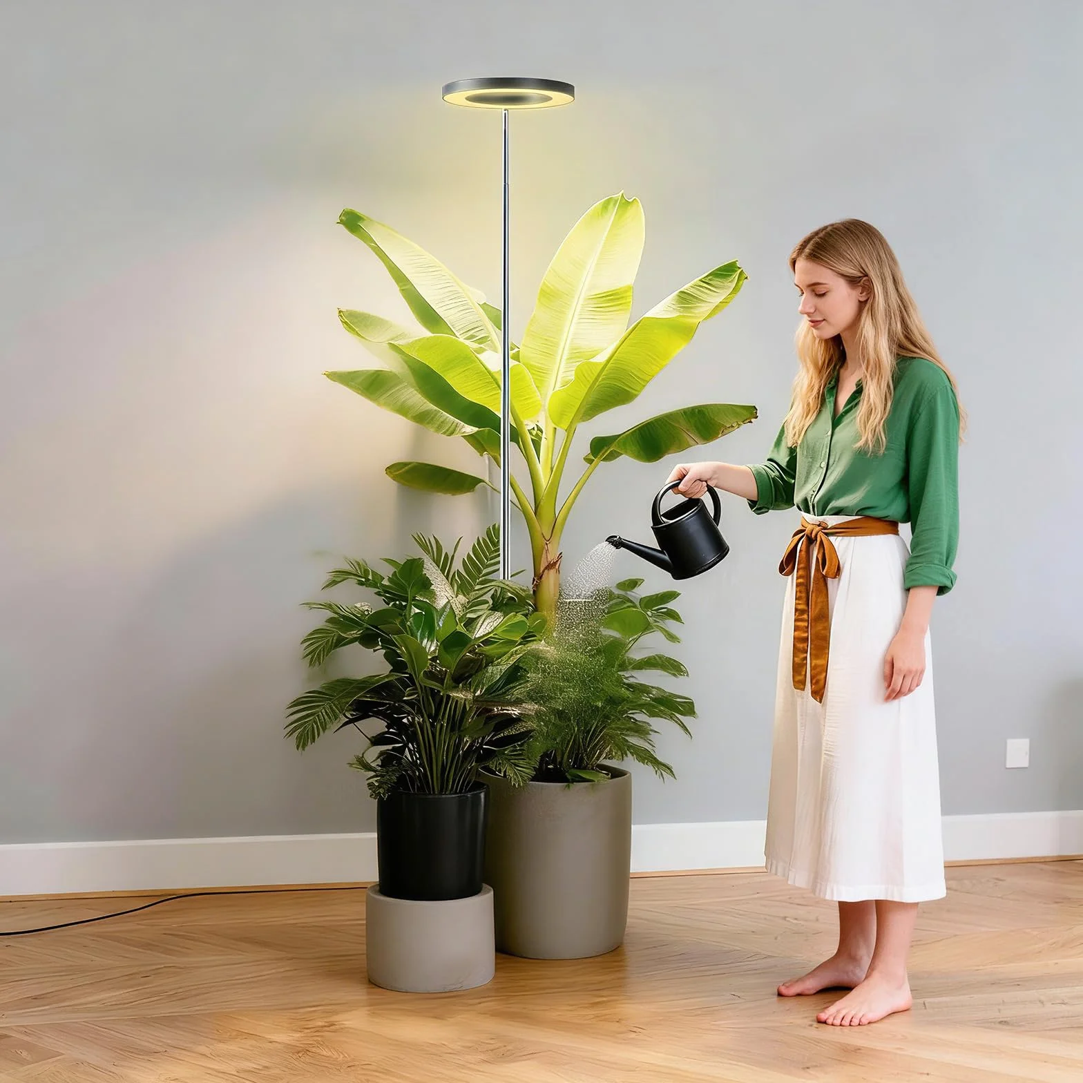 Lampes de culture pour plantes d'intérieur, spectre complet, minuterie 6/12/18h, 3 modes couleurs, 5 niveaux luminosité, hauteur réglable 25-165cm