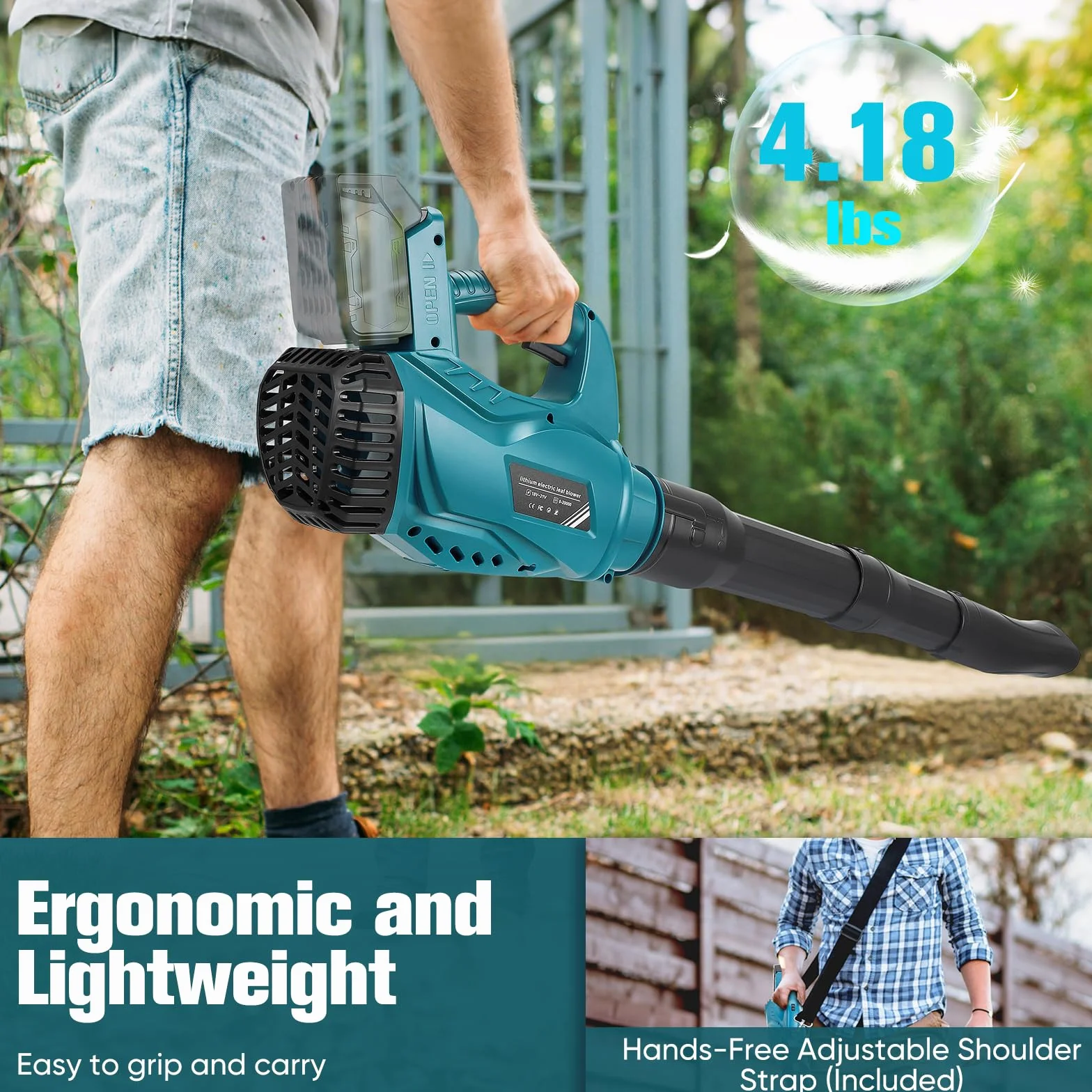 Souffleur à feuilles compatible batterie Makita 18 V vitesse variable jardin