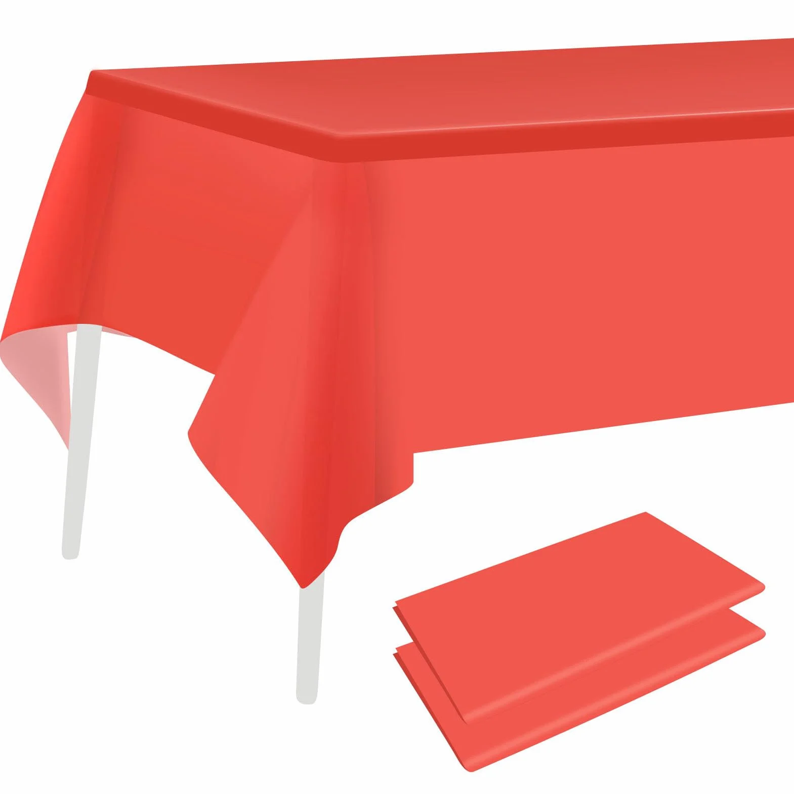 Lot de 2 nappes rectangulaires rouges 137 x 274 cm Faciles à nettoyer Intérieur Extérieur Pique-nique Fête