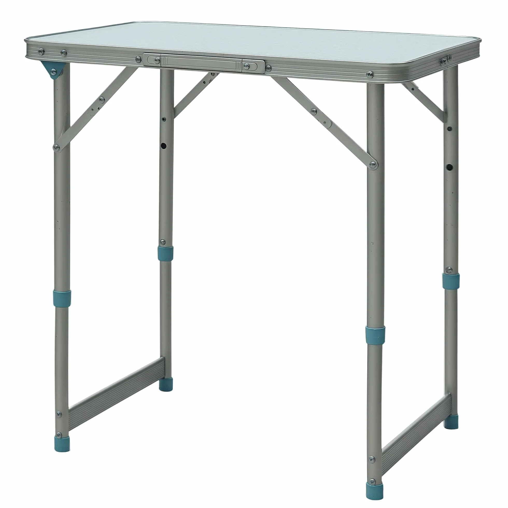 Outsunny Table Pliante de Camping Aluminium MDF Blanc Hauteur Réglable