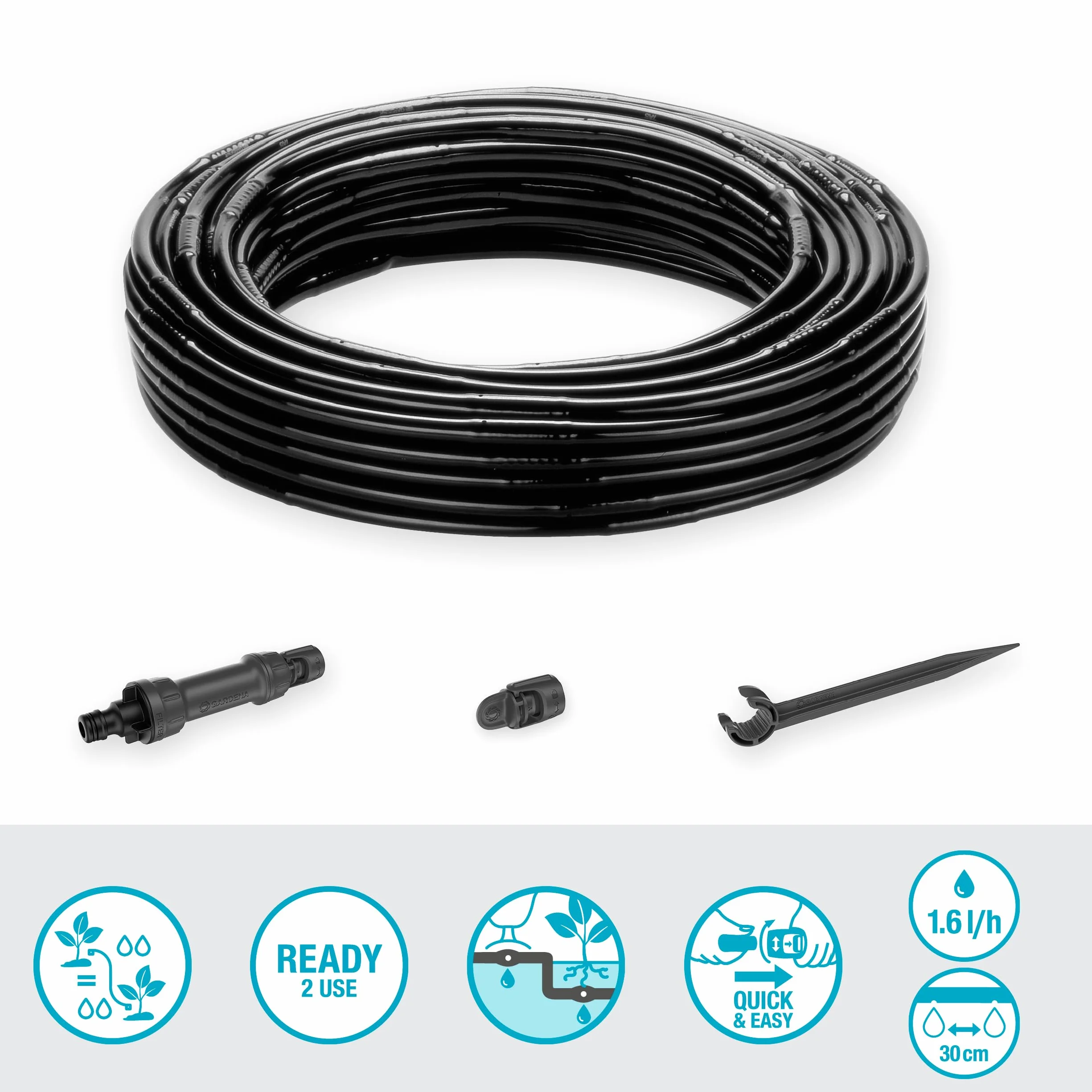 Gardena kit d'arrosage goutte-à-goutte système micro drip 25 m pour haies/arbustes 13500-20