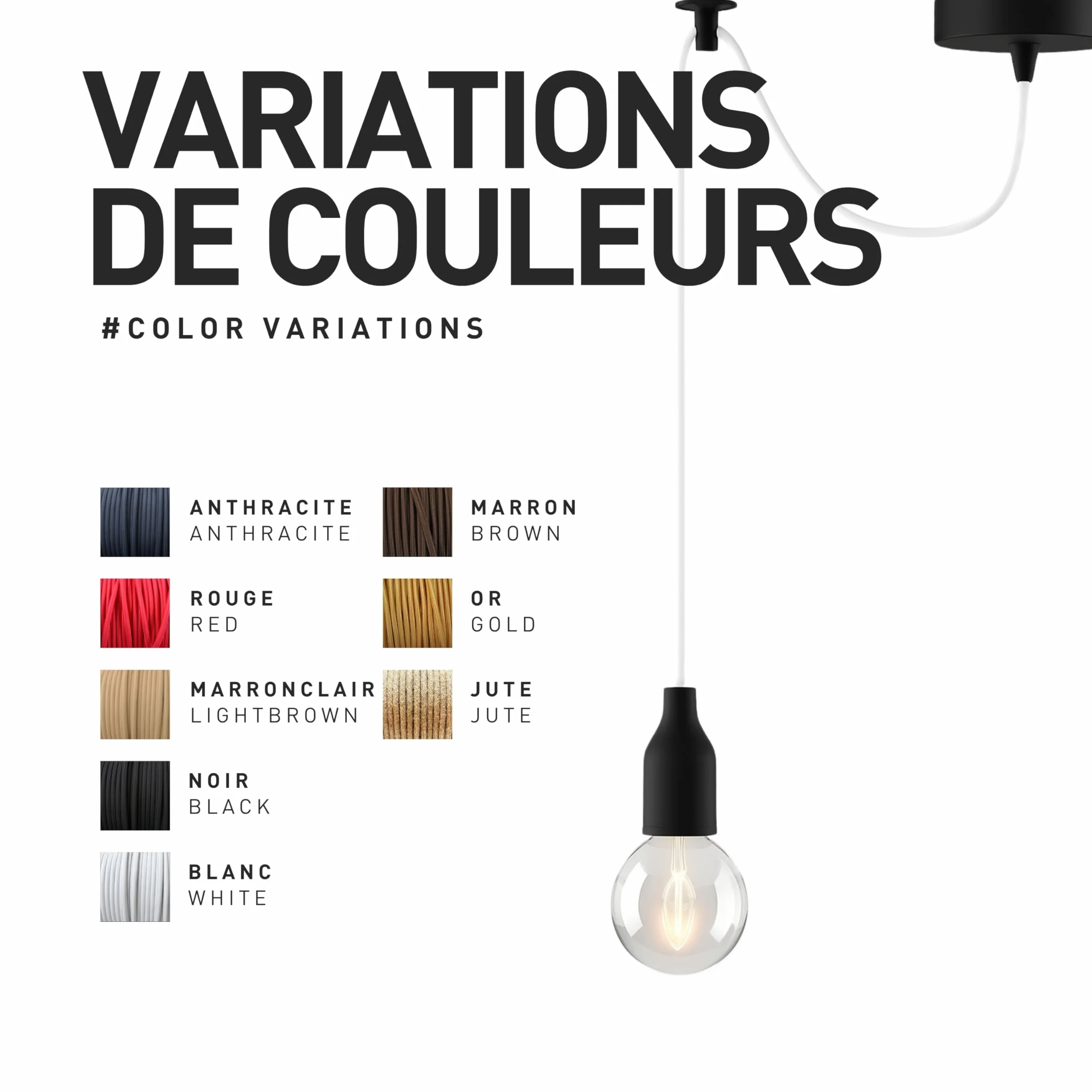 smartect Cable Electrique Textile Noir, Fil Electrique Tissu de 2 Mètres, 2 Conducteurs (2 x 0,75mm²) Cable Tissu Lampe pour Les Projets de Bricolage