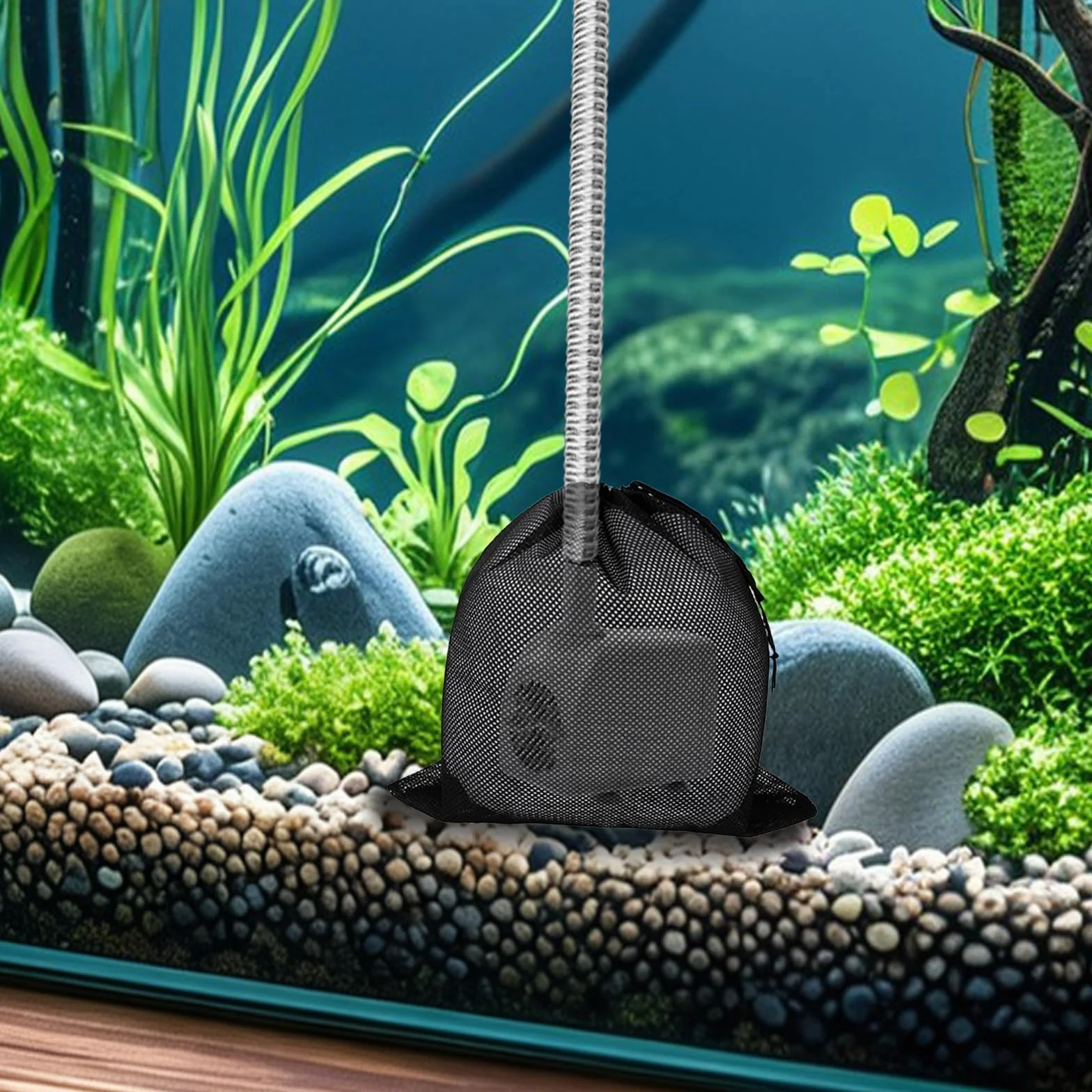 Sac Filtrant pour Pompe de Bassin 45 x 45 cm Noir 2 Pièces