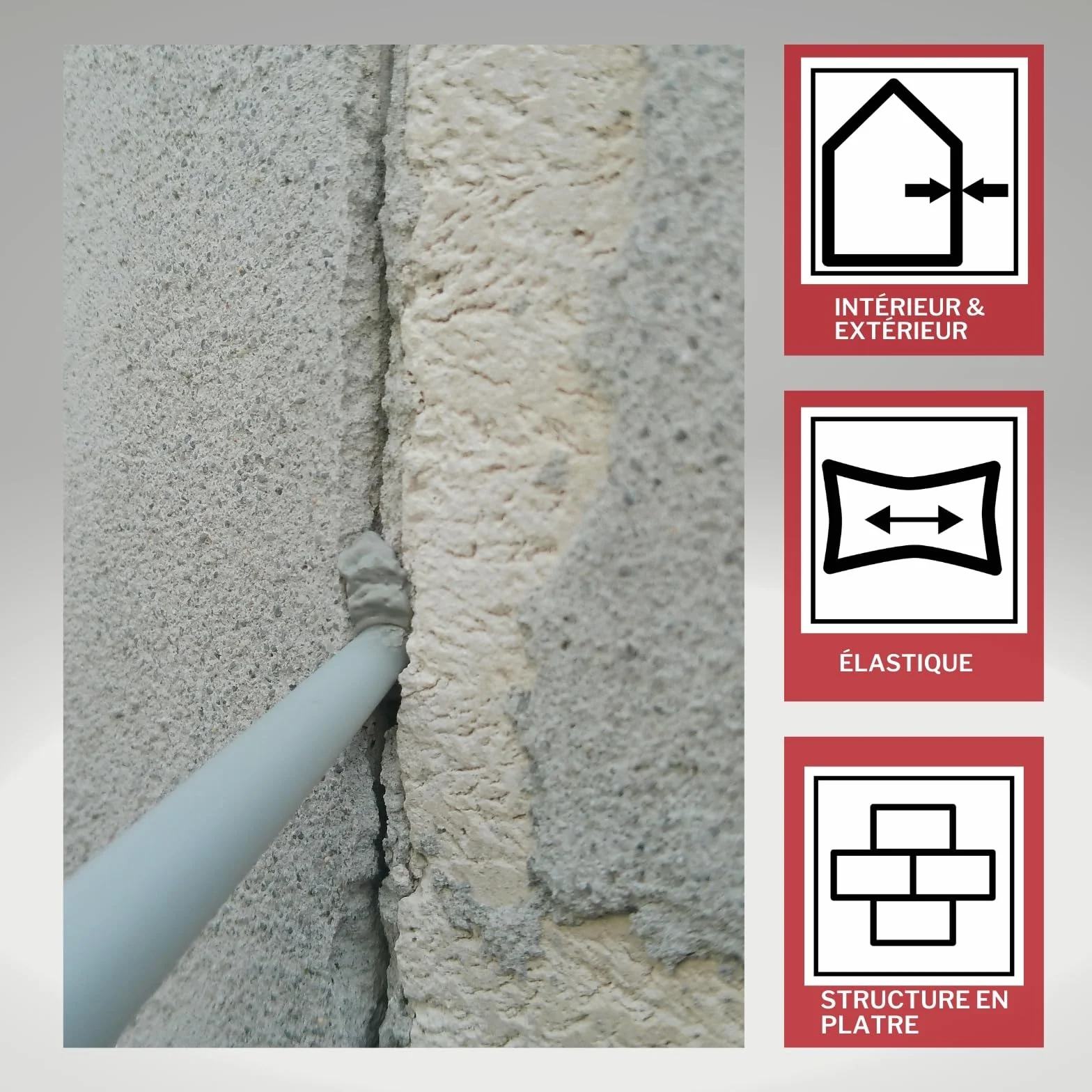 REP24 Mortier de réparation Mastic pour joints Ciment express Cartouche de 310 ml Mastic gris ciment (1)