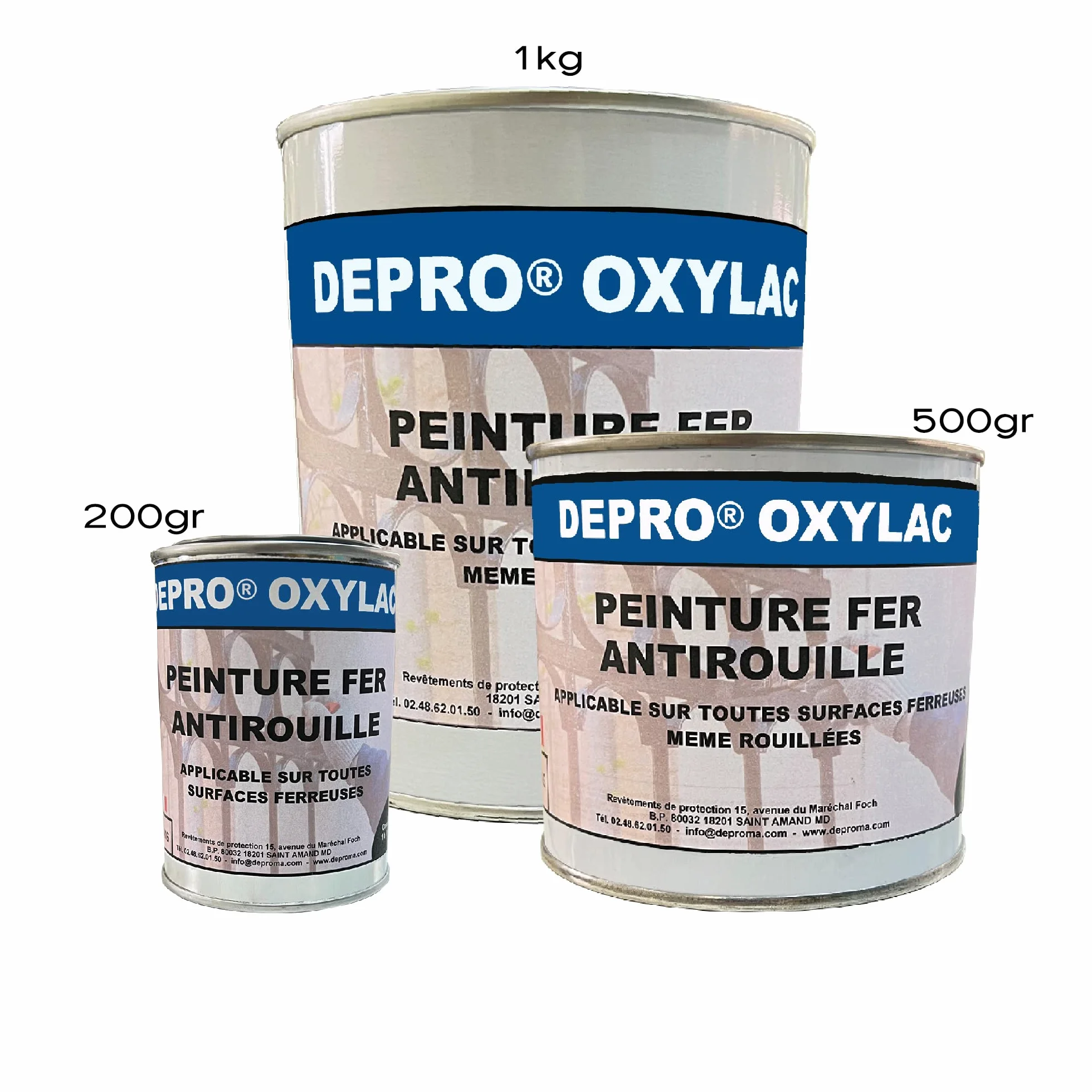 OXYLAC Peinture antirouille pour métal neuf et rouillé - 500GR (GRIS CLAIR)