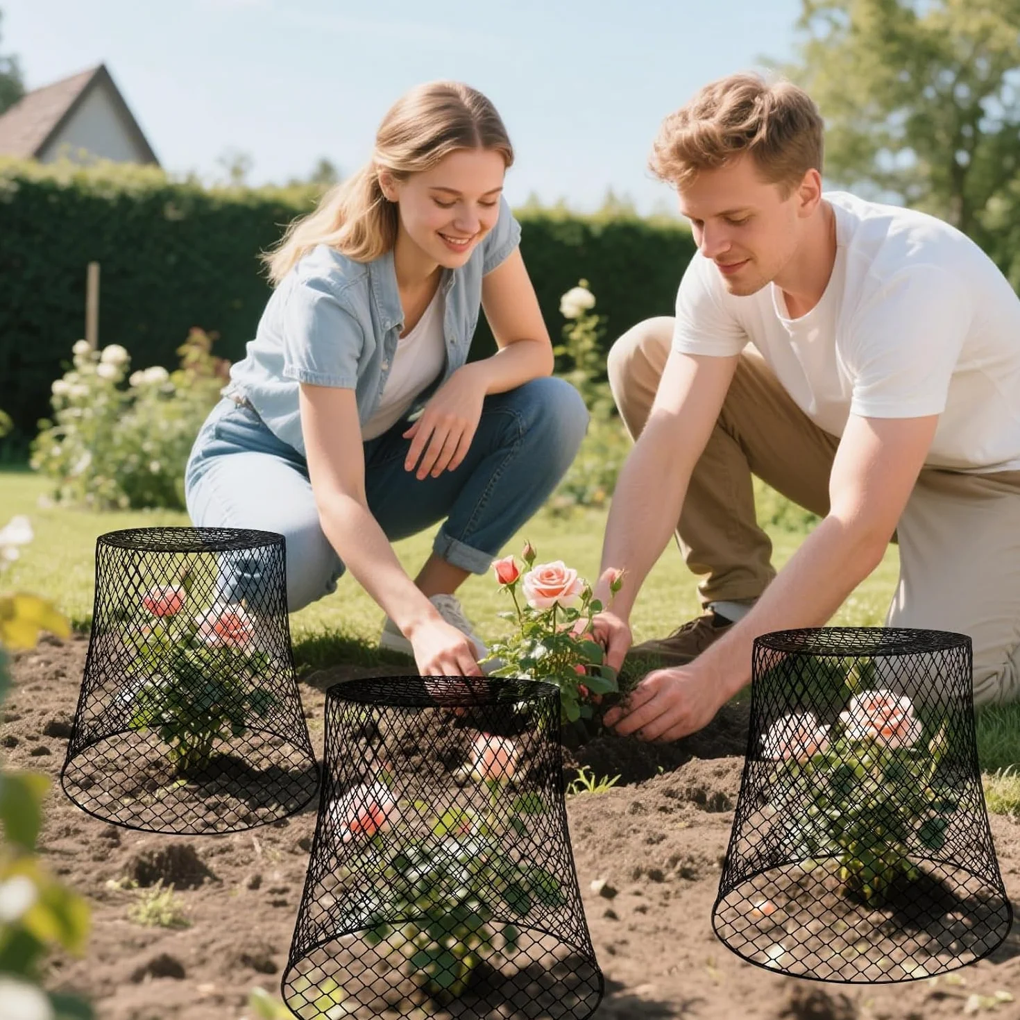KAHEIGN 12 Pièces Cloches Grillagées pour Plantes 23CM x 23CM Cage de Protection Métallique de Jardin