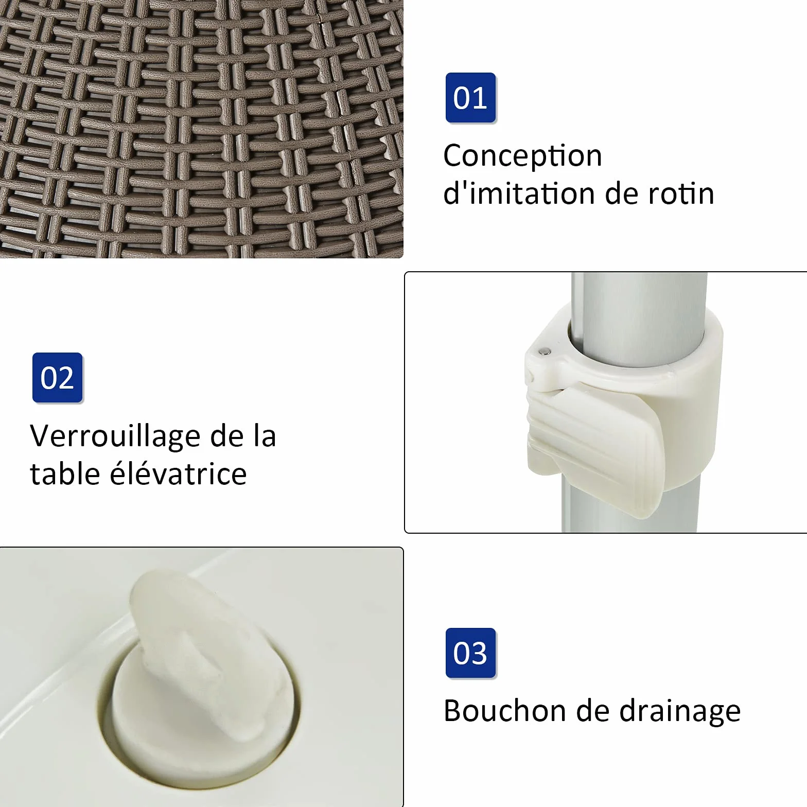 COSTWAY Table Glacière 30L 2 en 1 avec Plateau Relevable, Seau à Glace Imitation Rotin, Ø 43 x 57,5/82 cm Brun