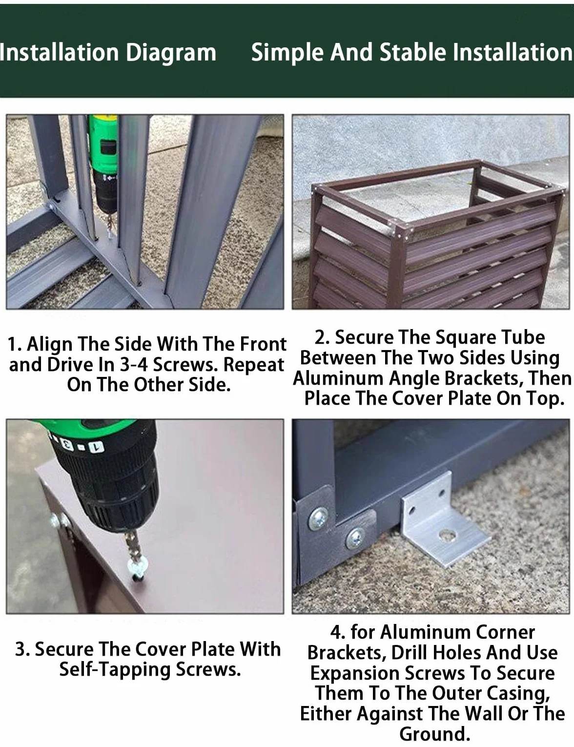 Cache Pompe à Chaleur Extérieur, Climatisation Cache Climatiseur Exterieur Zinc Plating Imperméable Protection Solaire Balcon