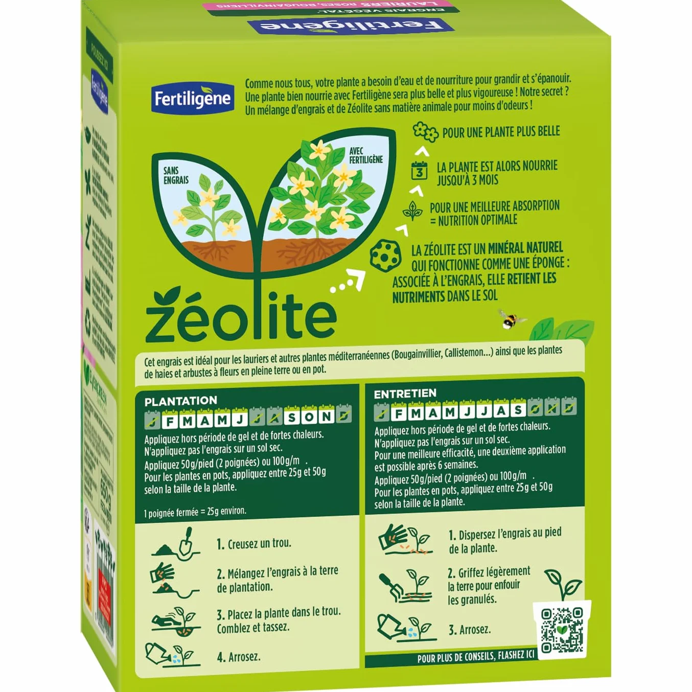 FERTILIGENE FEGLAU650 Engrais Végétal Lauriers Roses Bougainvilliers 650 g Naturel Zéolite