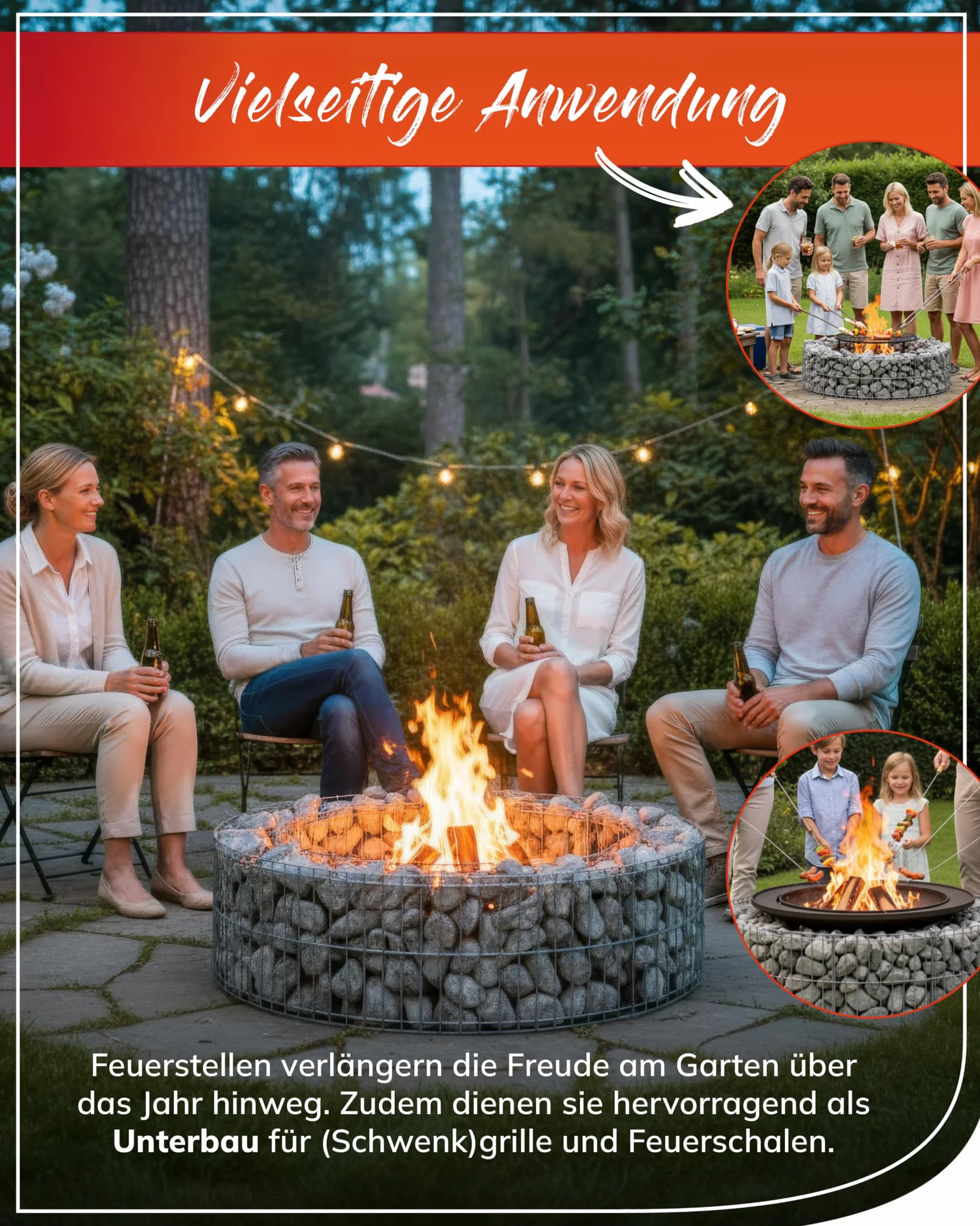Bellissa Foyer en Gabion Emplacement pour Faire Un Feu Diamètre 73/51 cm Hauteur 21 cm