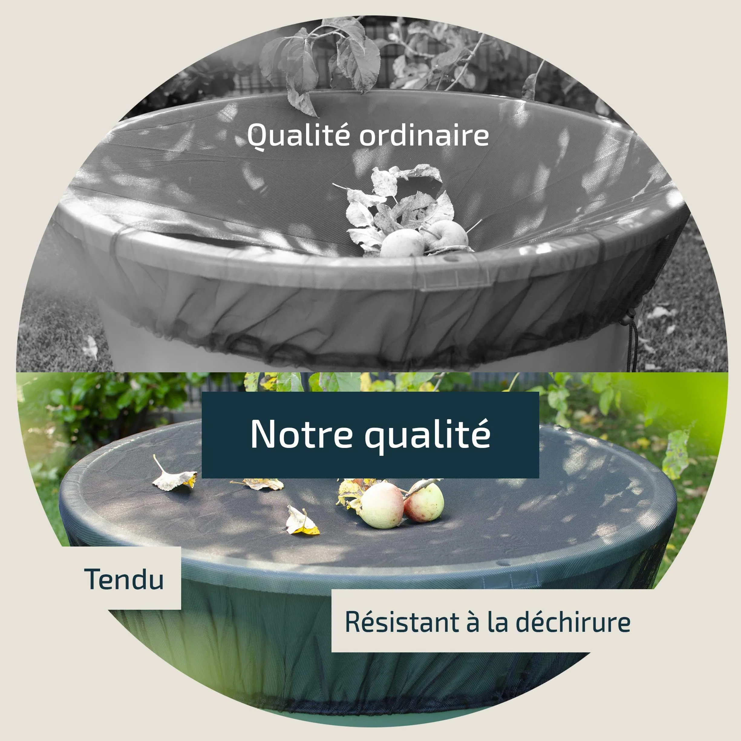 Housse pour Tonneau d'eau Filet de Protection Bande Élastique Couverture Anti-Moustique Animaux Récupérateur d'eau de Pluie diamètre 80 cm