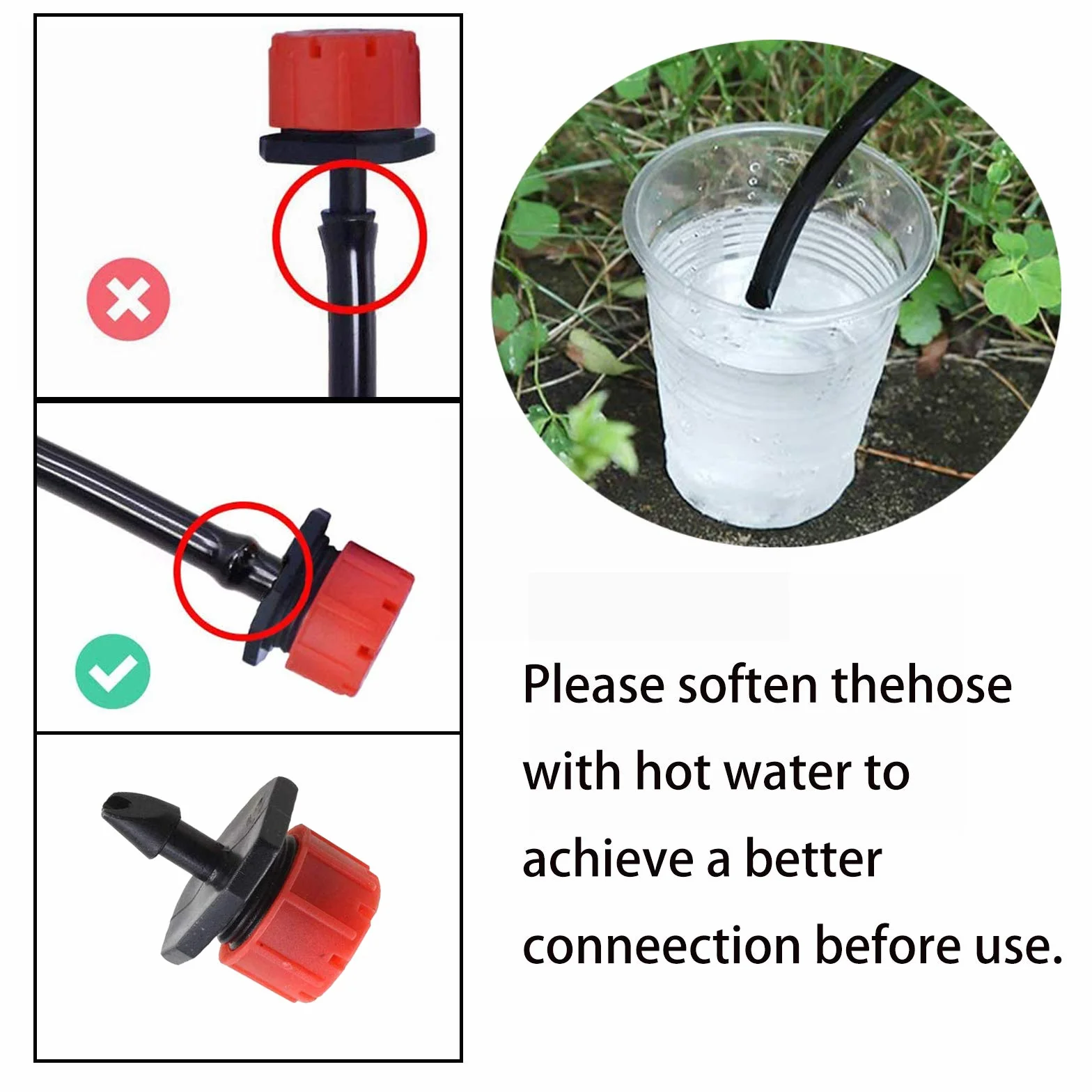 HOINCO Buse De Goutteur D'Irrigation Réglable 360 Degrés, Arroseurs Goutte à Goutte pour Tubes 4 mm ID, 200 Pièces