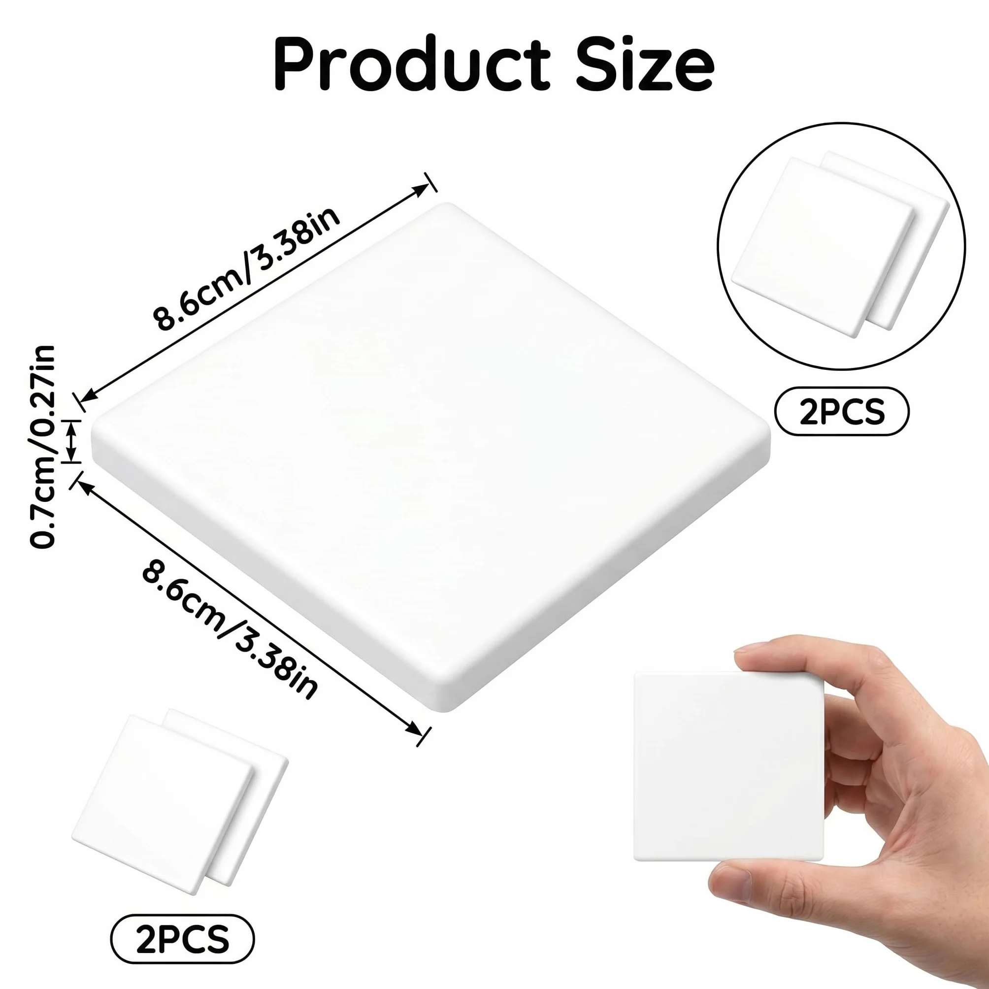 Ruvan Sans Perçage Cache-Prise Blanc Design, Lot de 2 Plaques d'Obturateur Autocollantes 86x86mm, Protection de Mur Prise et Interrupteur, Panneau de Finition en PC pour Rénovation Maison
